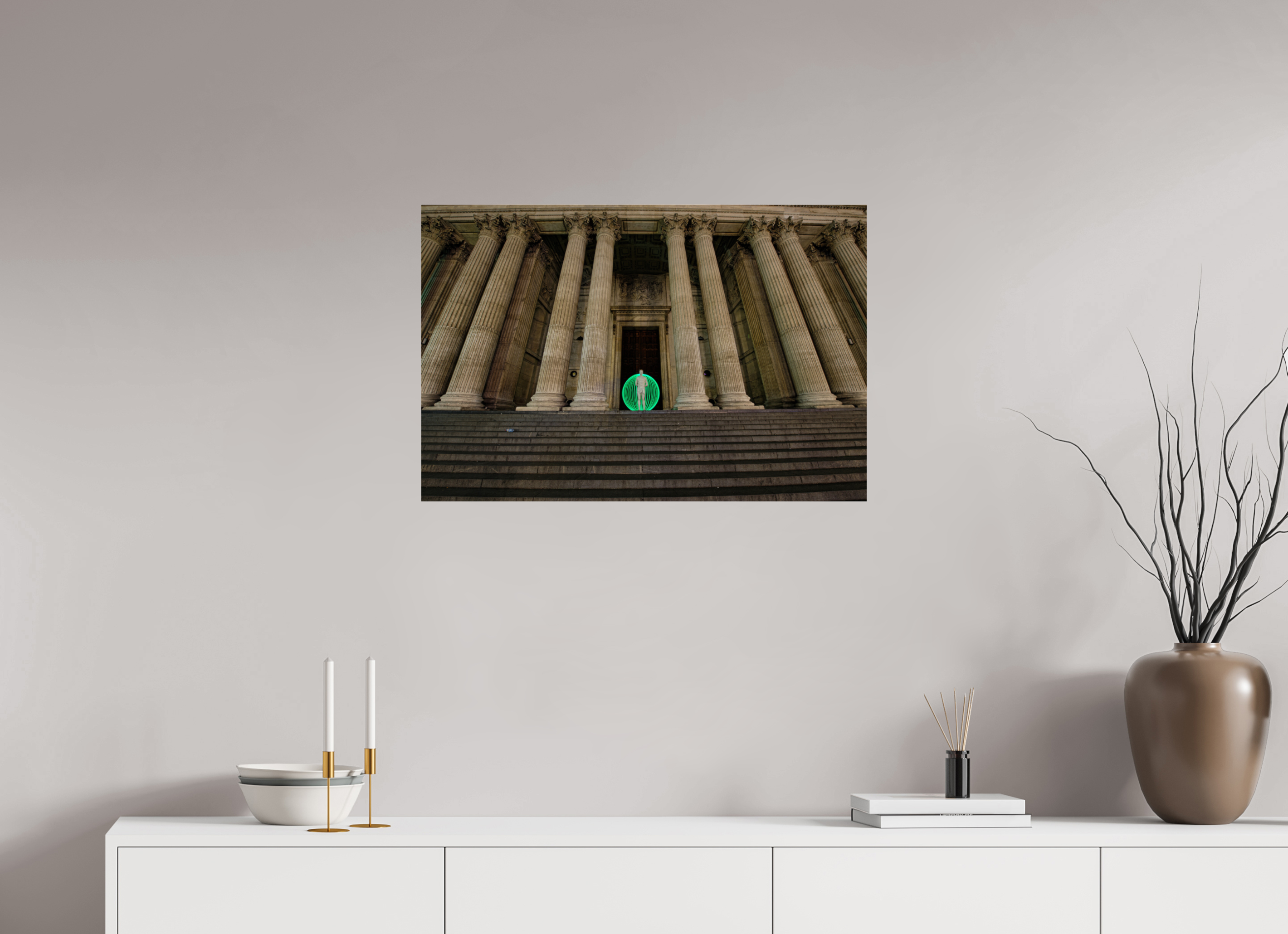 30 x 20″, Glass Green Orb in London