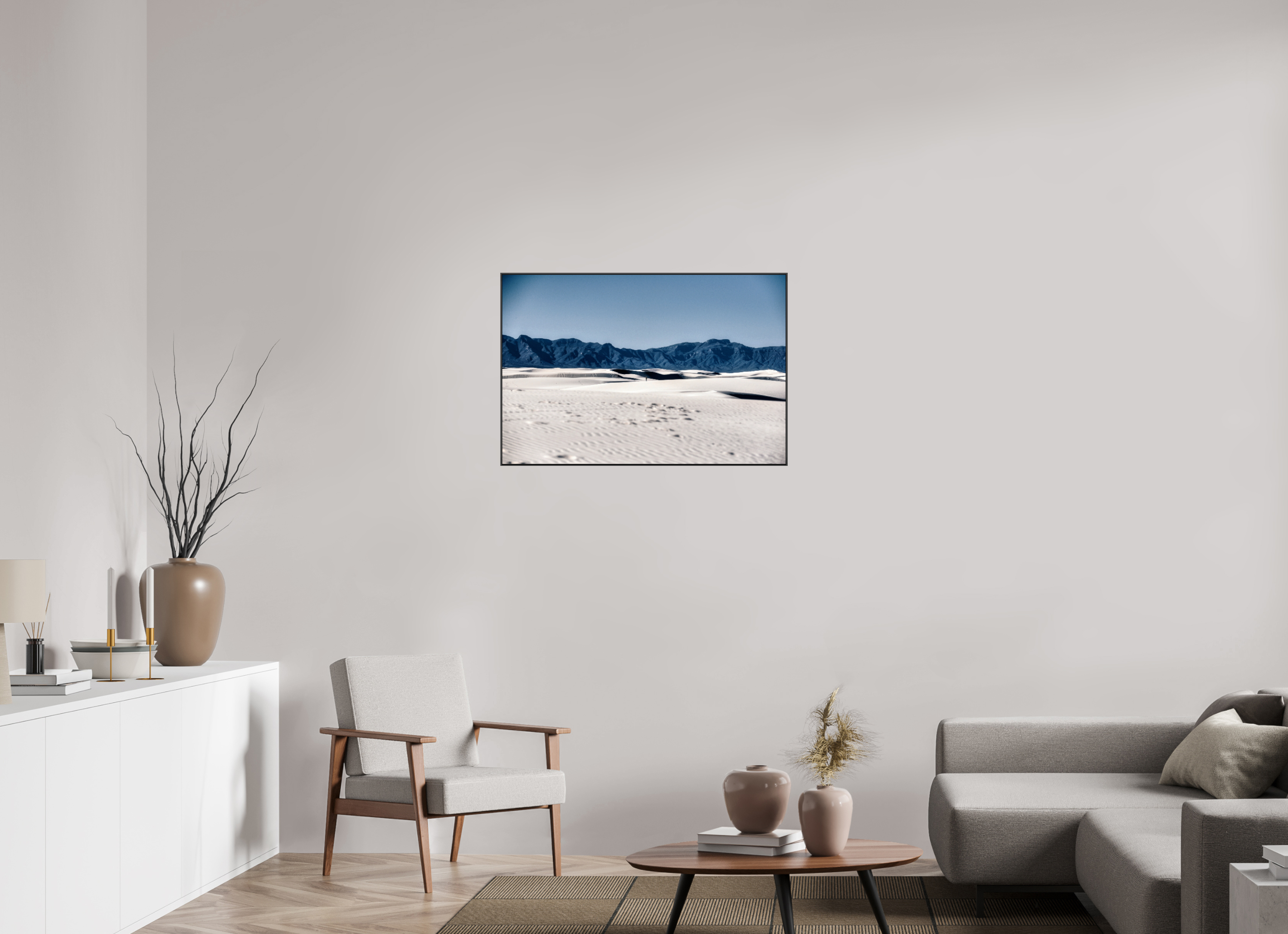 36 x 24″, Famed Aluminum (Black) Wandering White Sands