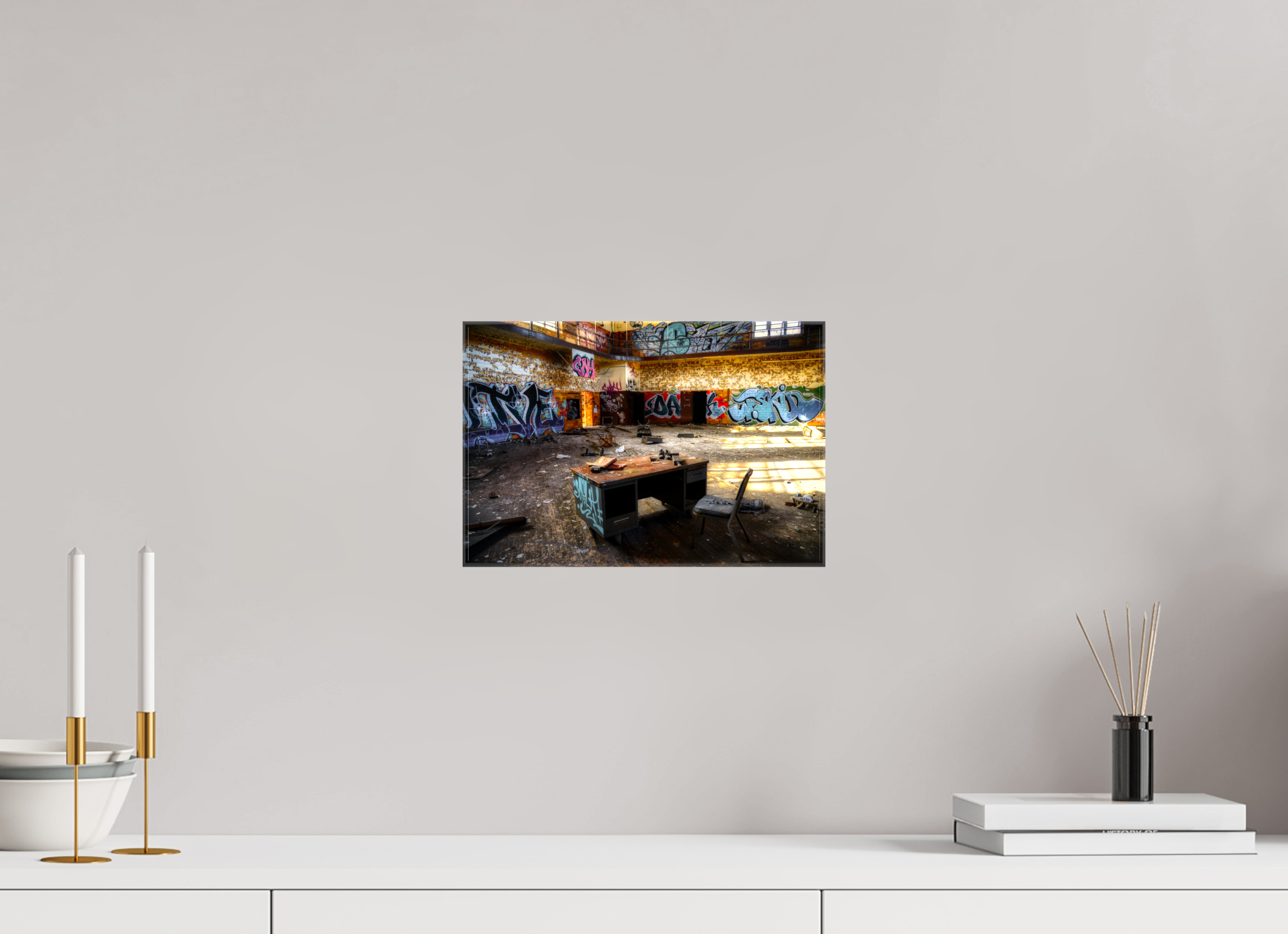 12 x 8″, Glossy Canvas Gym at Abandoned High School