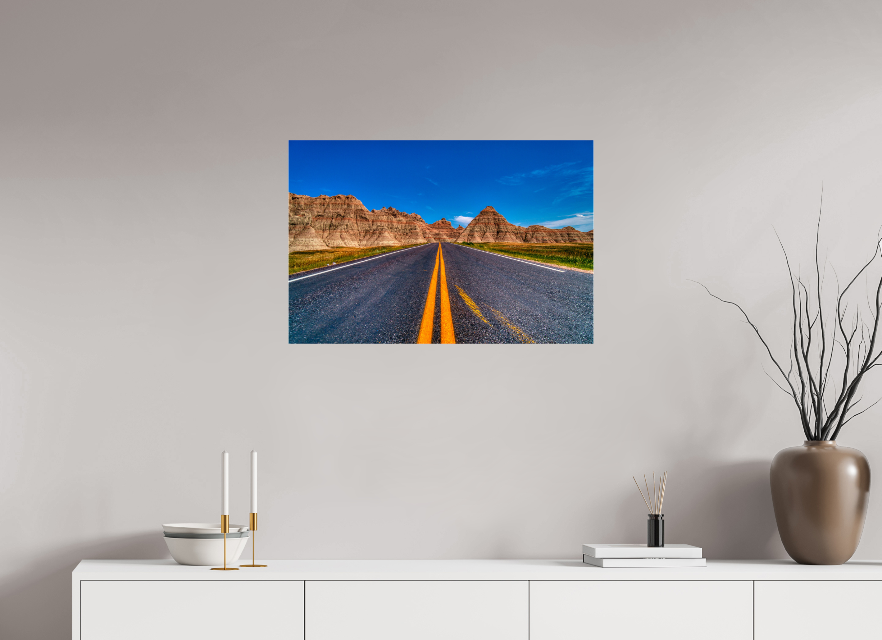 30 x 20″, Glass A Drive Through Badlands