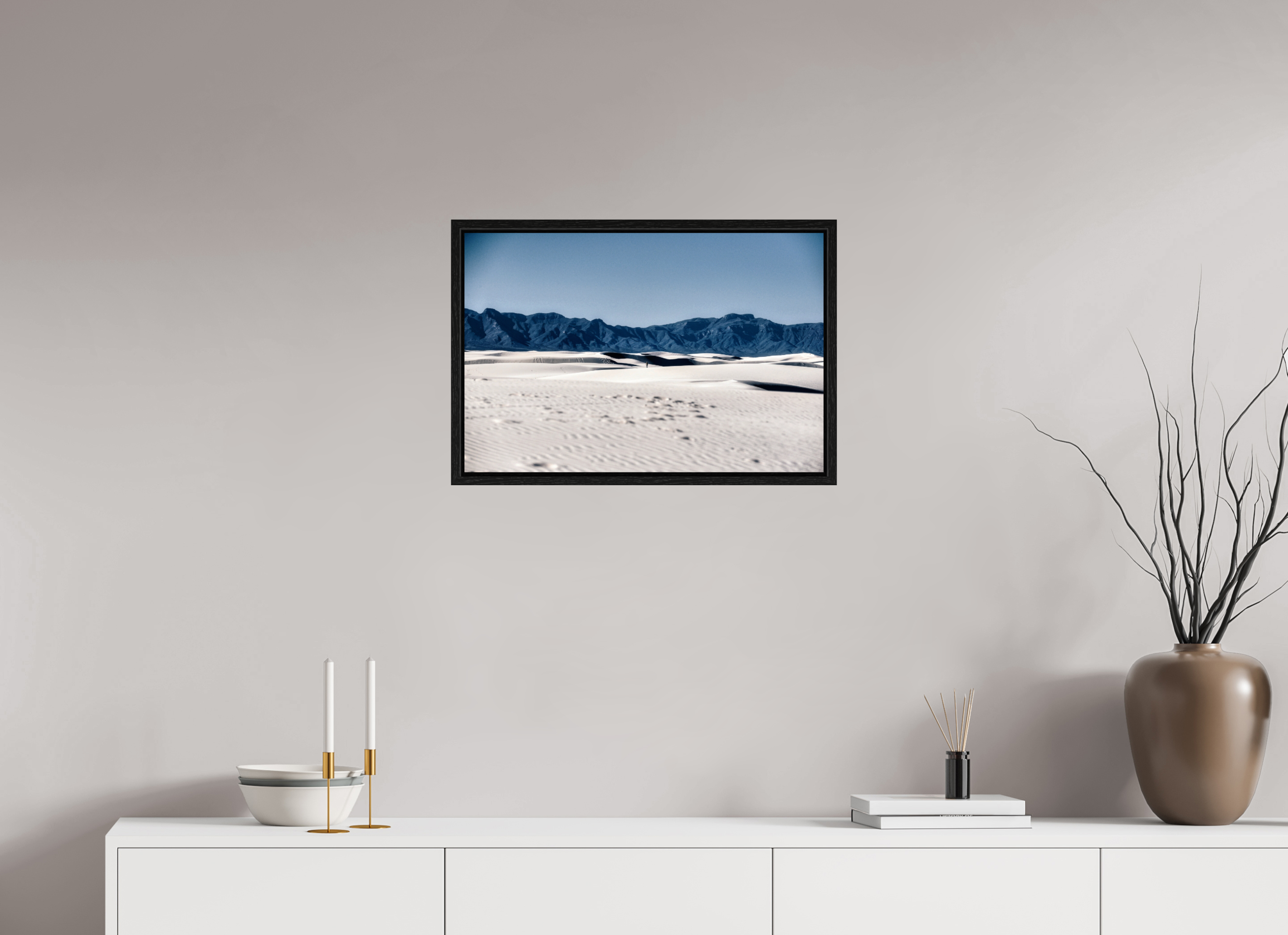24 x 16″, Floater Frame Wandering White Sands
