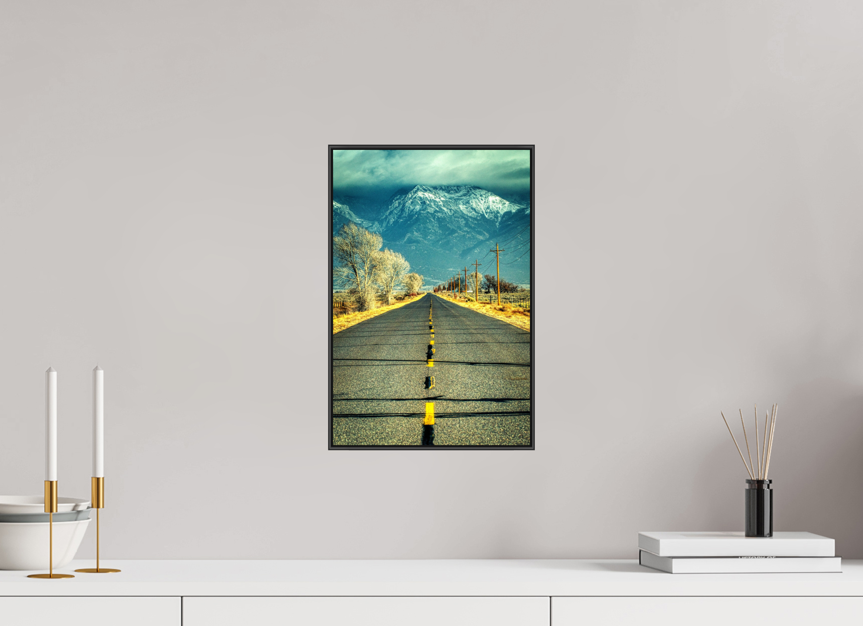 10 x 15″, Famed Aluminum (Black) The Road To Crestone