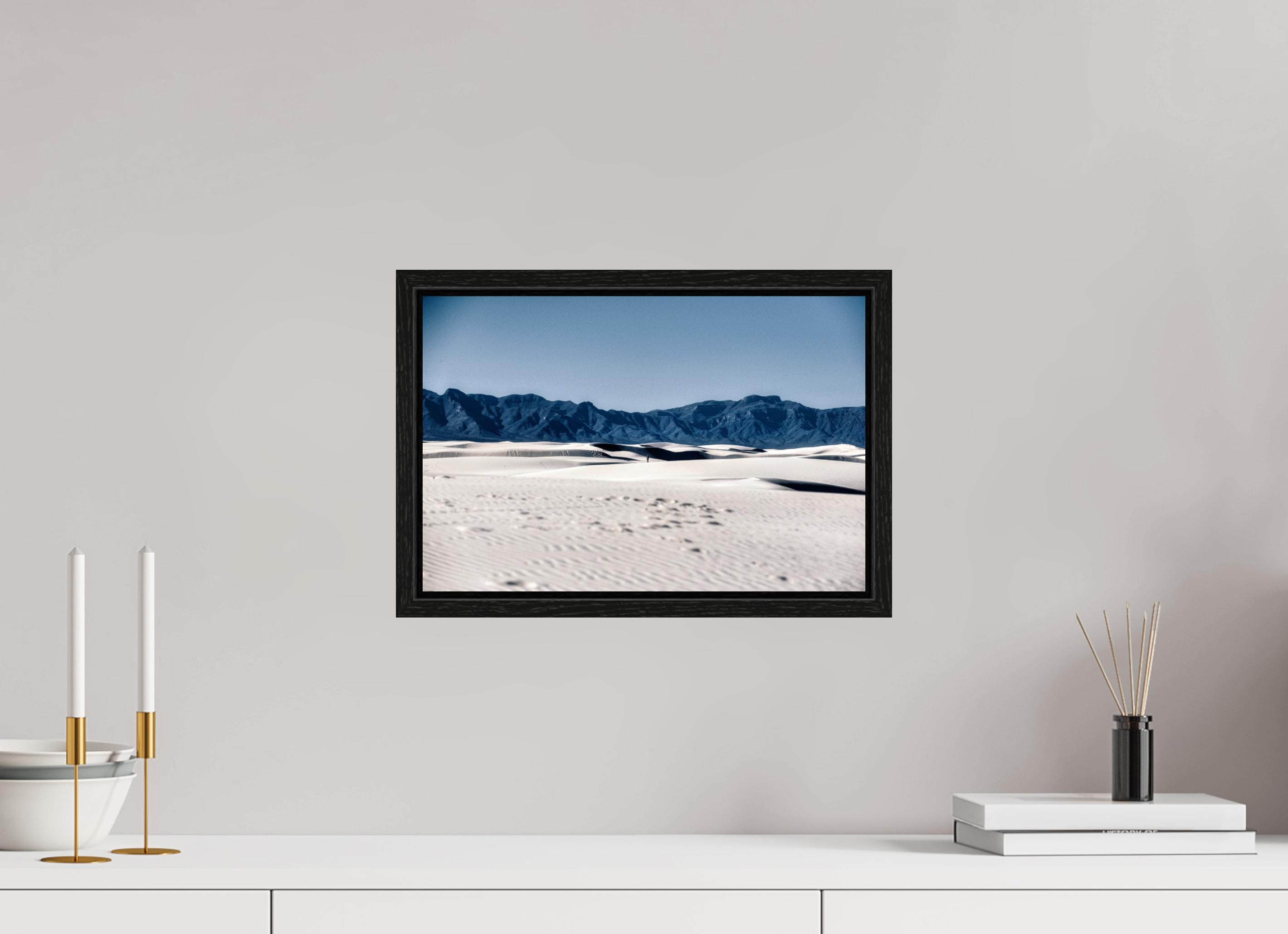 15 x 10″, Floater Frame Wandering White Sands