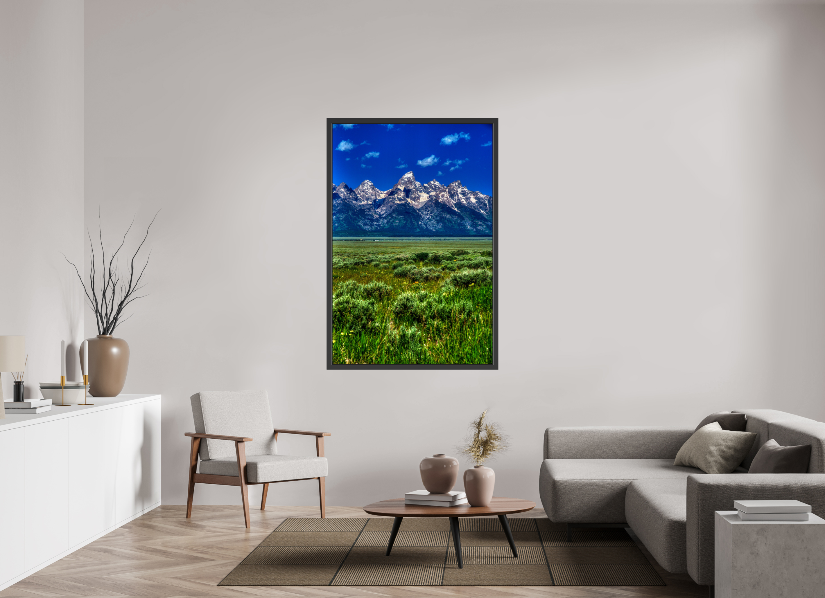 40 x 60″, Framed (Black) The Grand Tetons