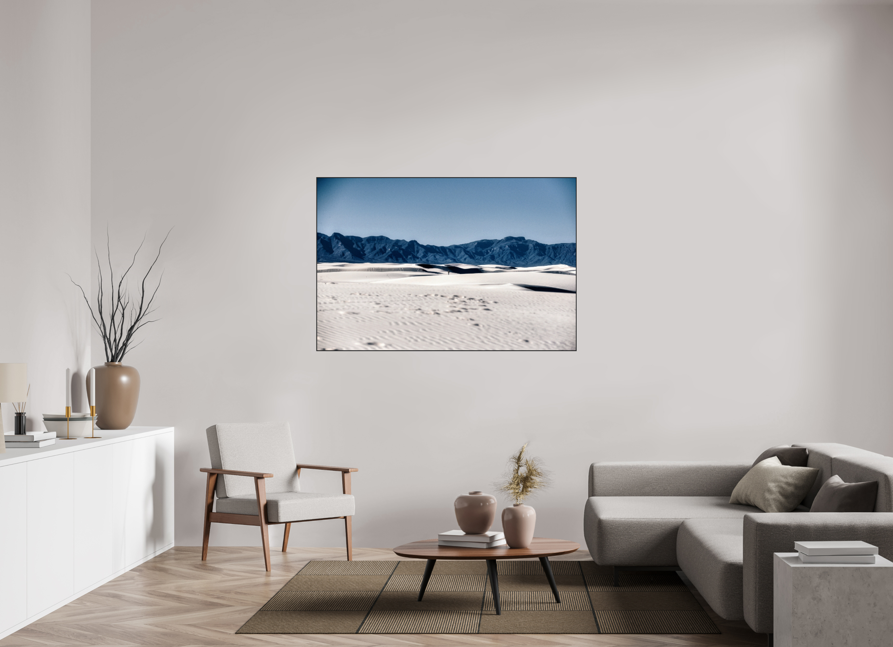 60 x 40″, Photo Print Aluminum (Black) Wandering White Sands