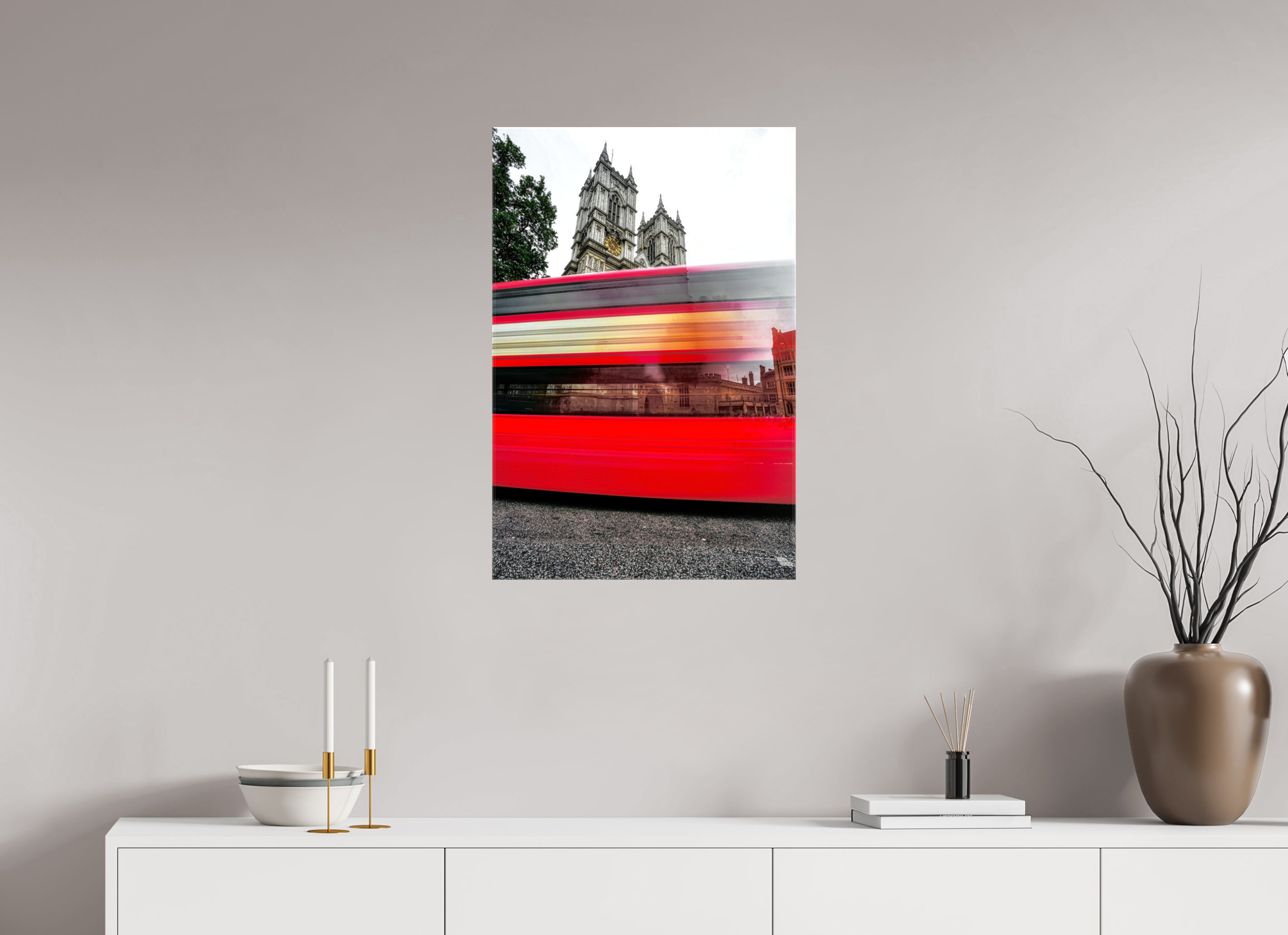 20 x 30″, Glossy Canvas The Red Bus