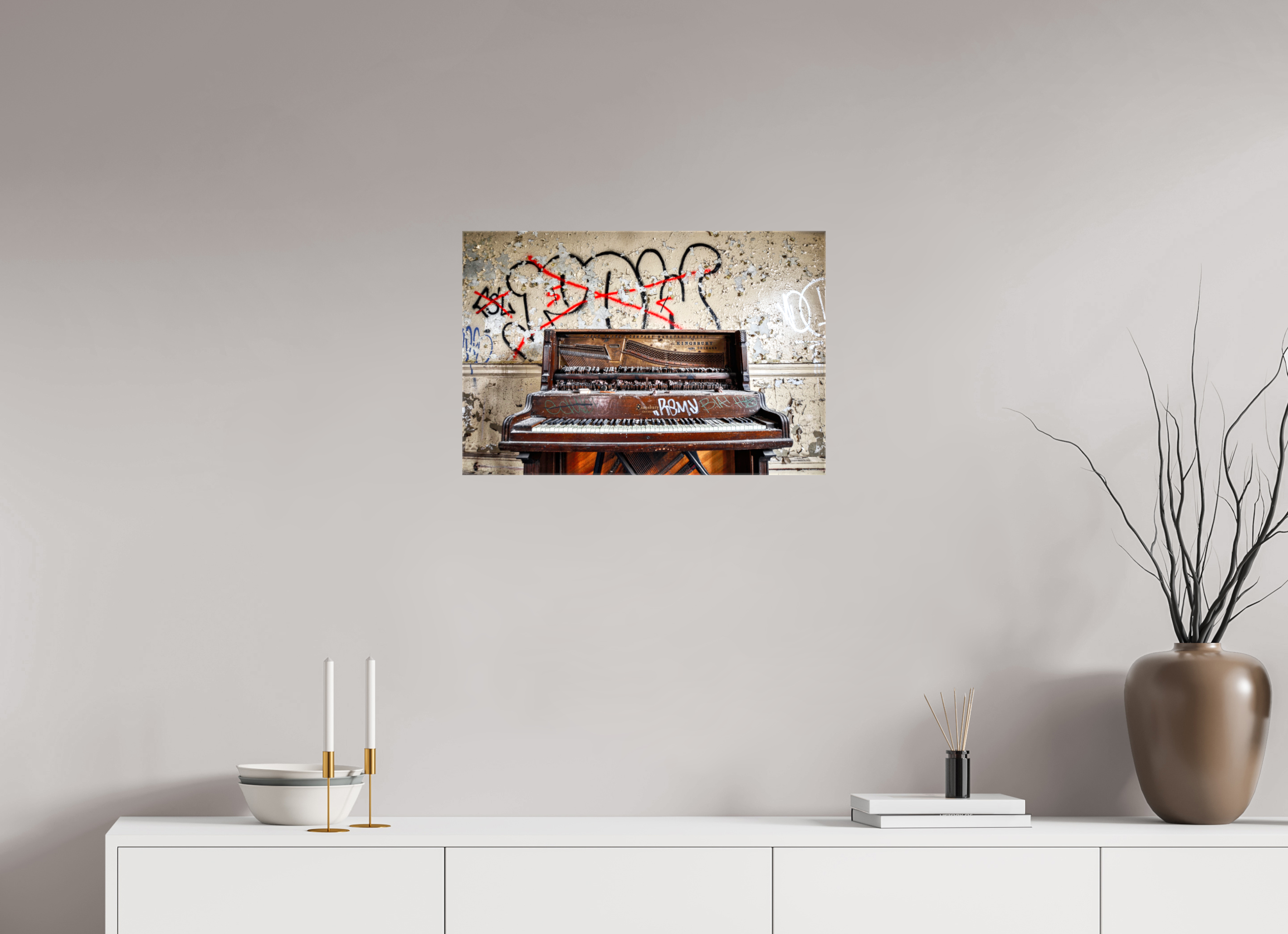 24 x 16″, Glossy Canvas Abandoned Piano