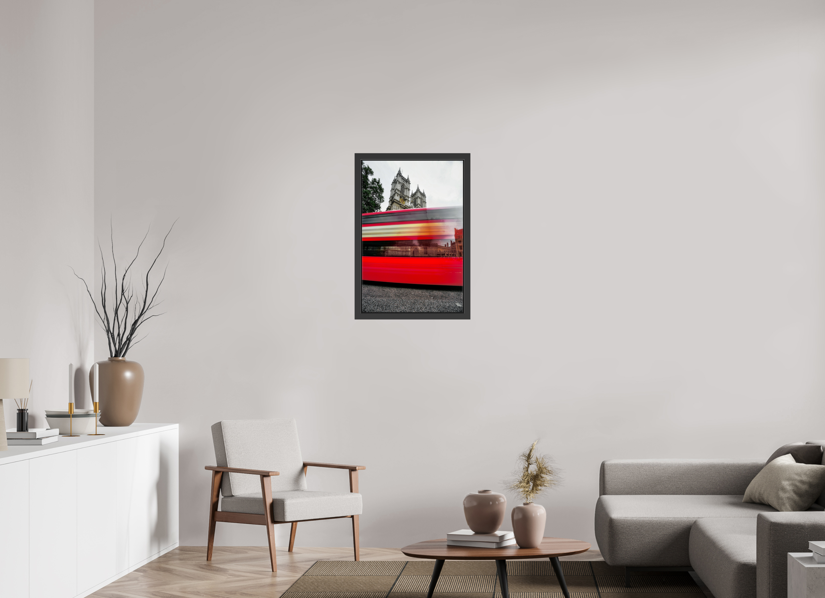 20 x 30″, Framed (Black) The Red Bus