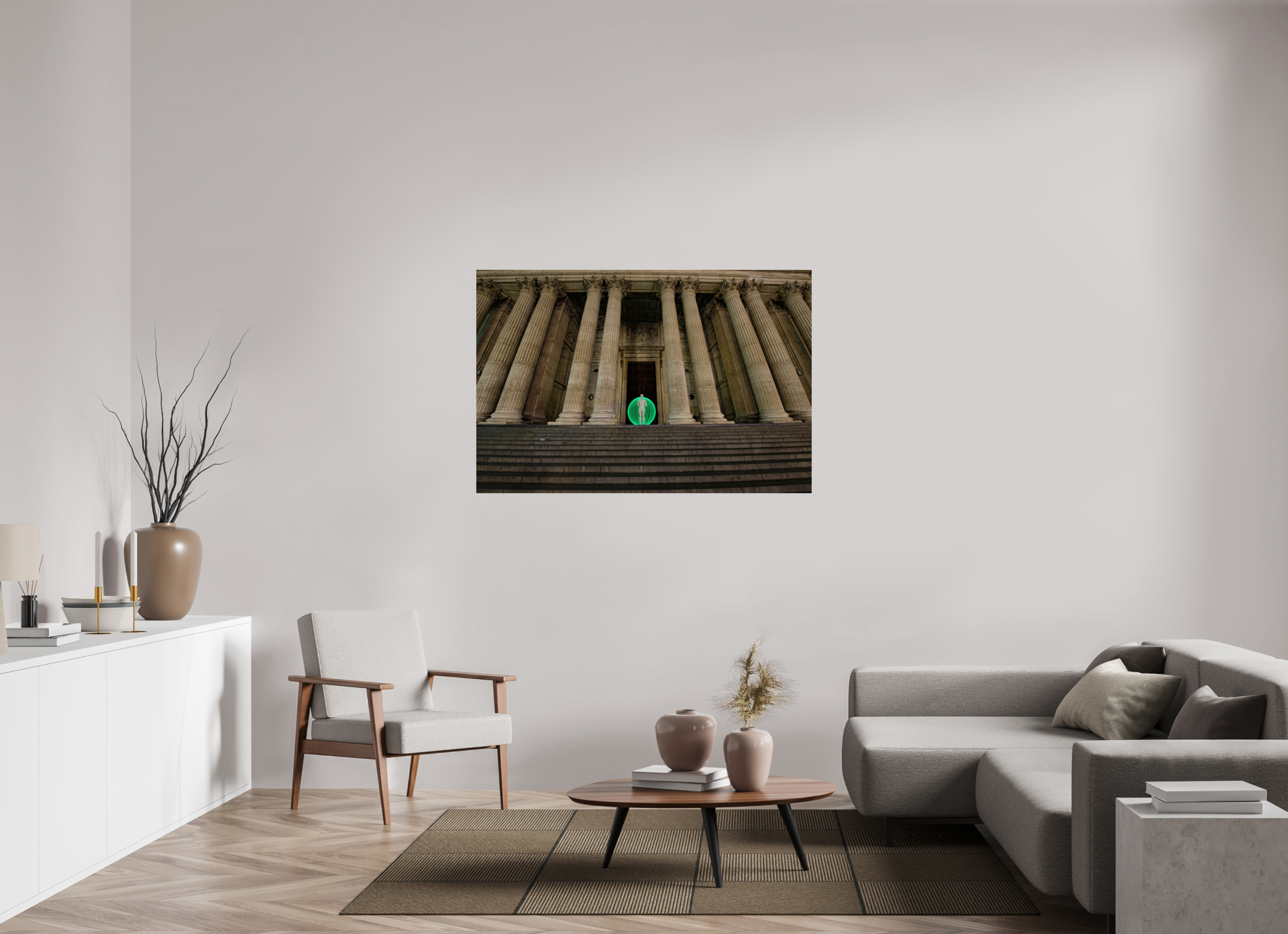 54 x 36″, Paper Only Green Orb in London