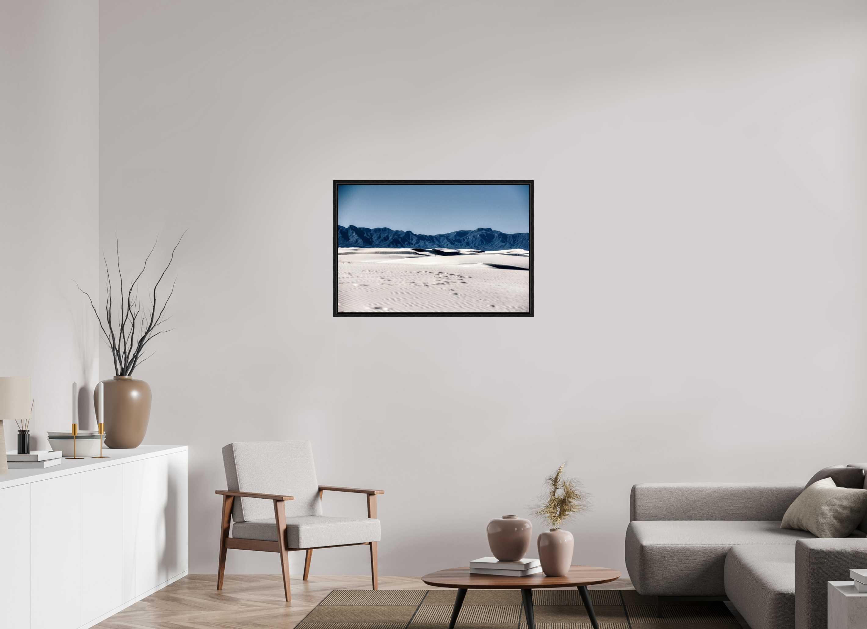 36 x 24″, Floater Frame Wandering White Sands
