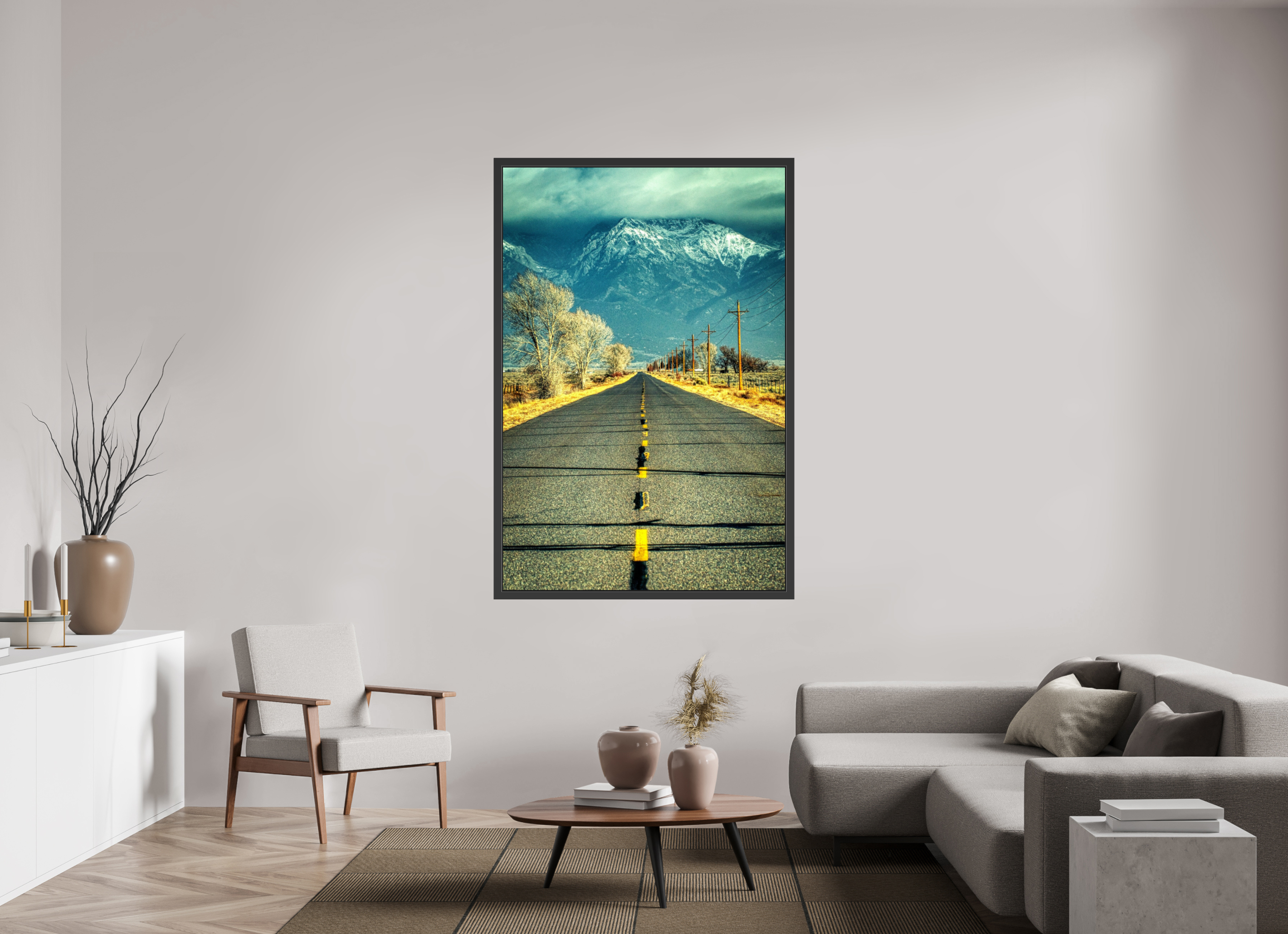 44 x 66″, Framed (Black) The Road To Crestone