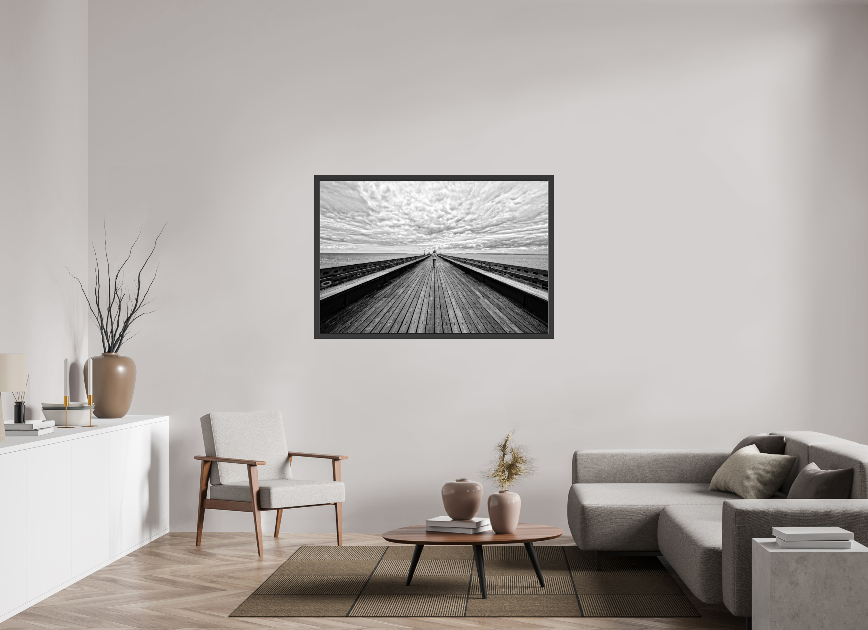 54 x 36″, Framed (Black) UK Pier