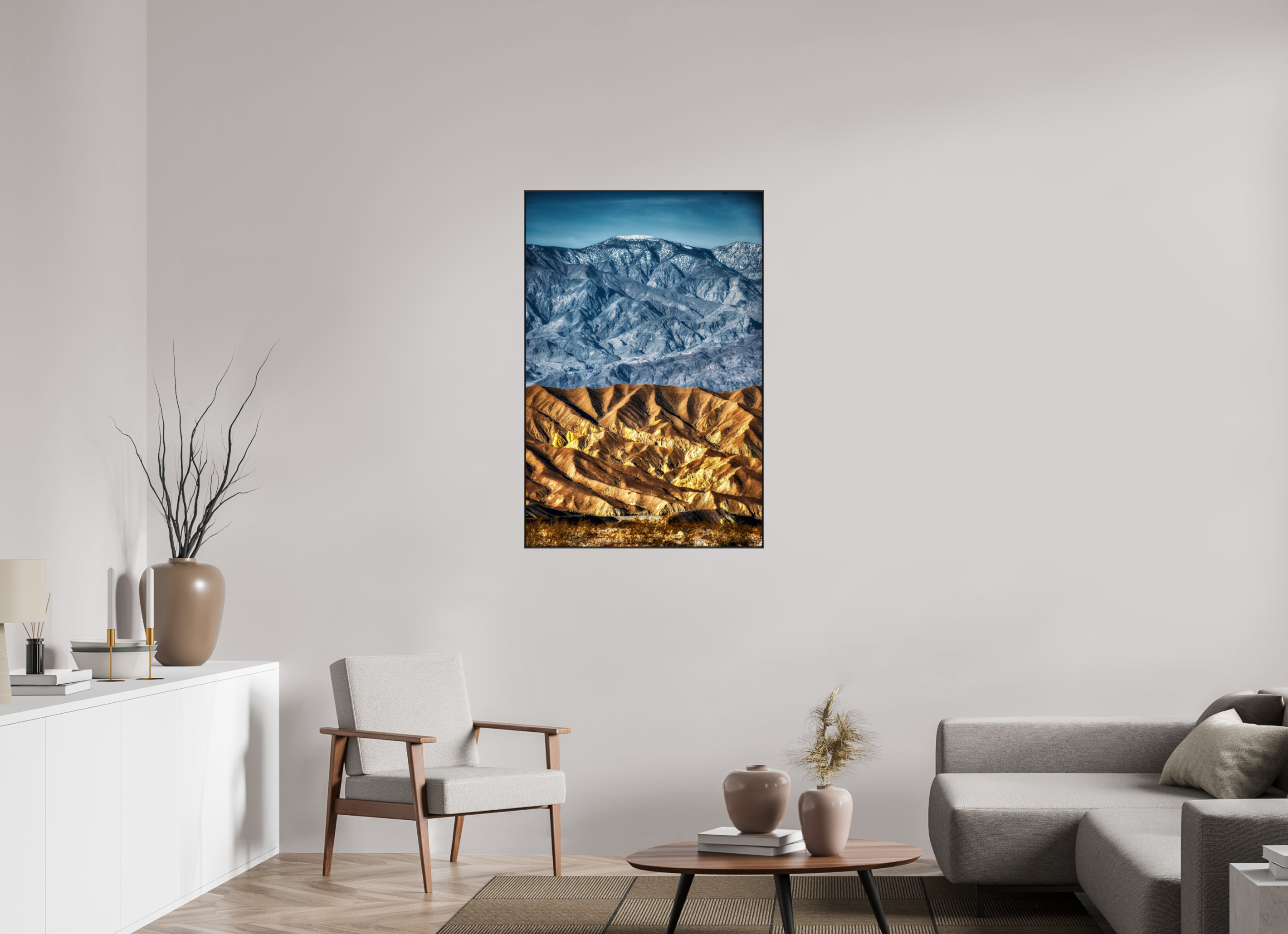 30 x 45″, Famed Aluminum (Black) Death Valley Mountains