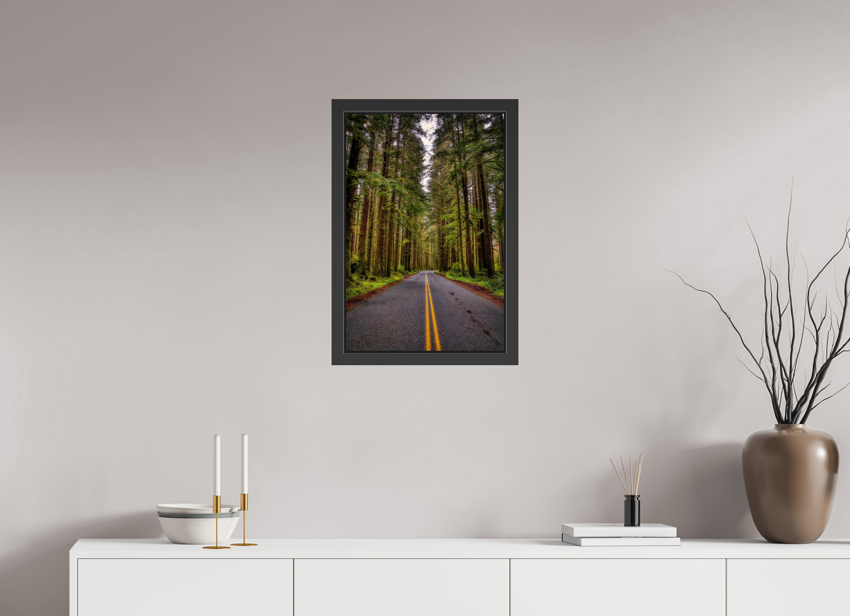 16 x 24″, Framed (Black) A Drive Through Olympic National Park