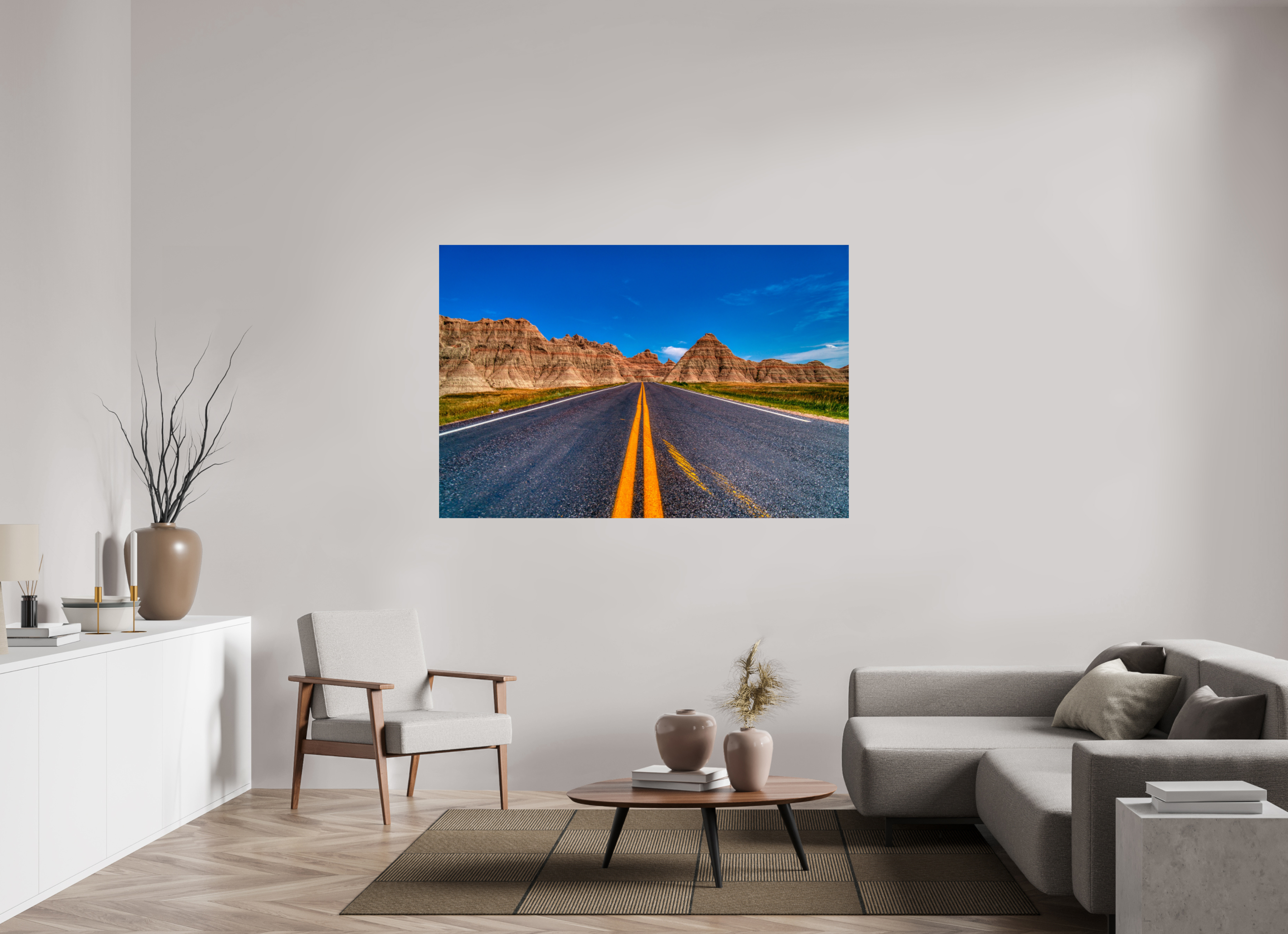 66 x 44″, Photo Print On Fuji Crystal DP II A Drive Through Badlands