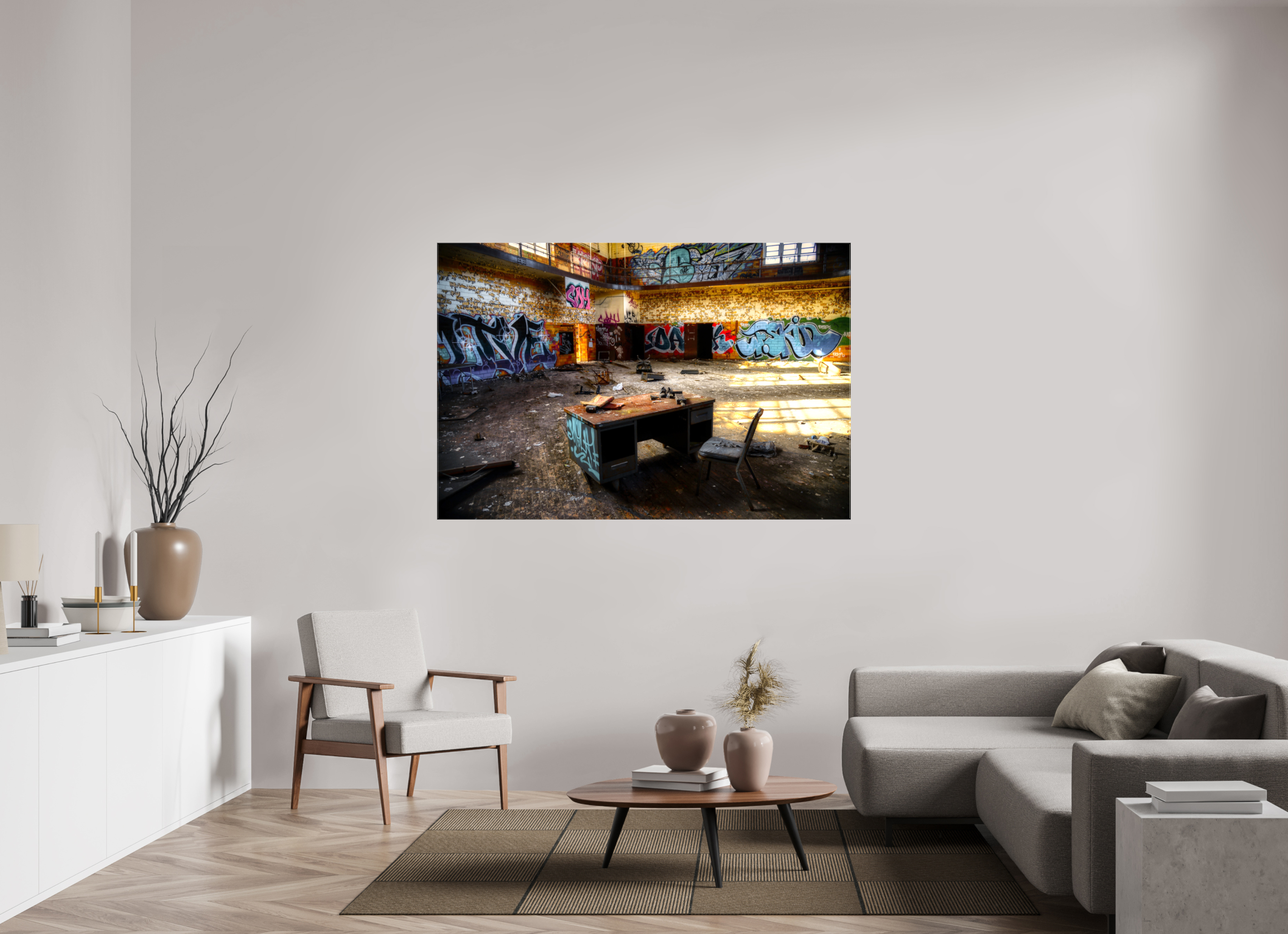 66 x 44″, Glossy Canvas Gym at Abandoned High School