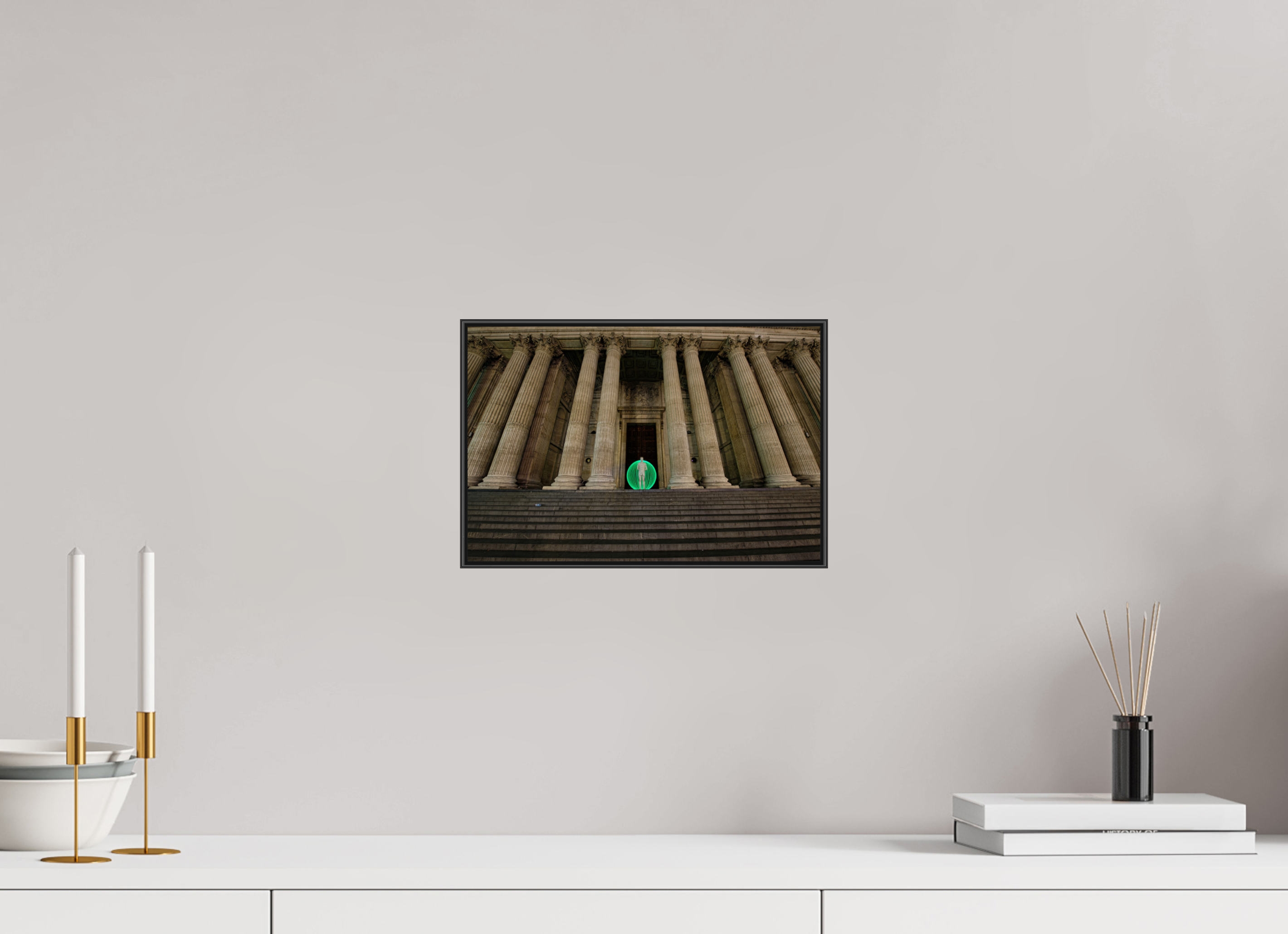 12 x 8″, Famed Aluminum (Black) Green Orb in London