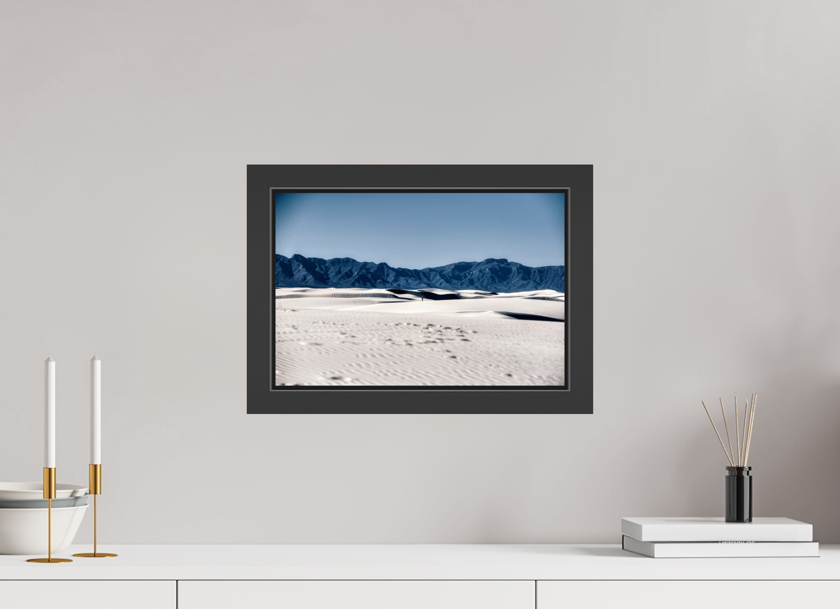 15 x 10″, Framed (Black) Wandering White Sands