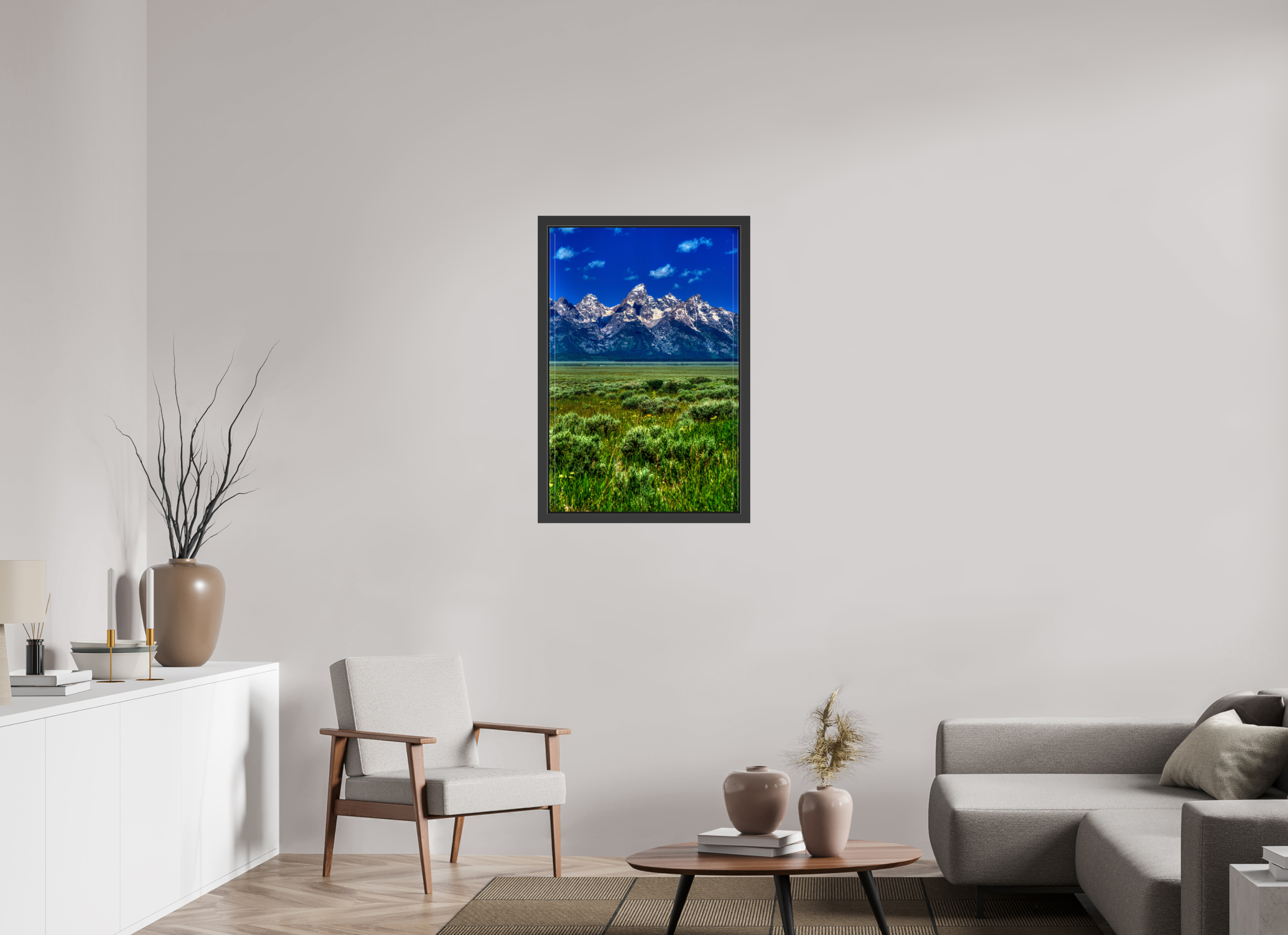 24 x 36″, Framed (Black) The Grand Tetons