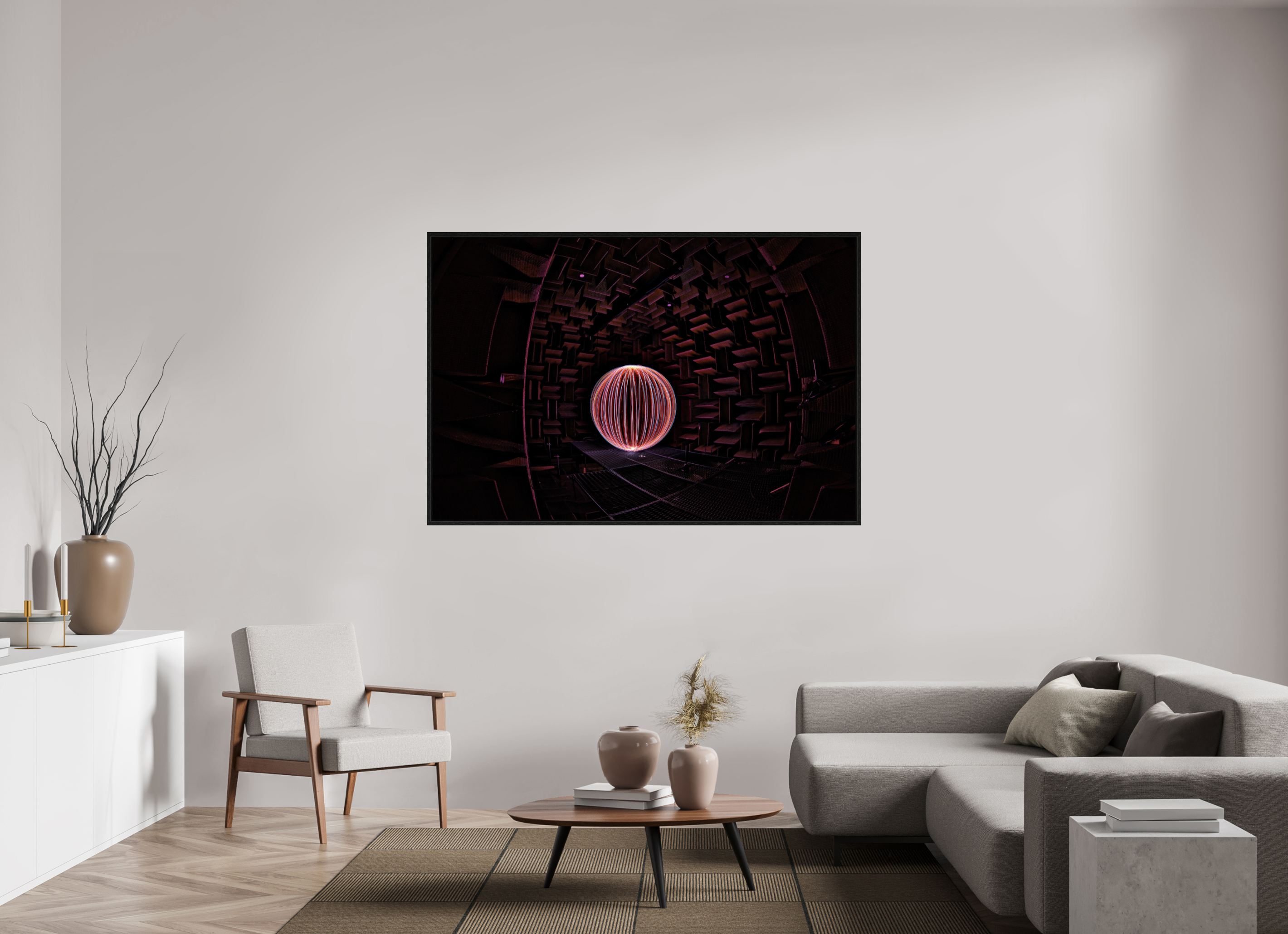 66 x 44″, Floater Frame Red Orb at Klipsch