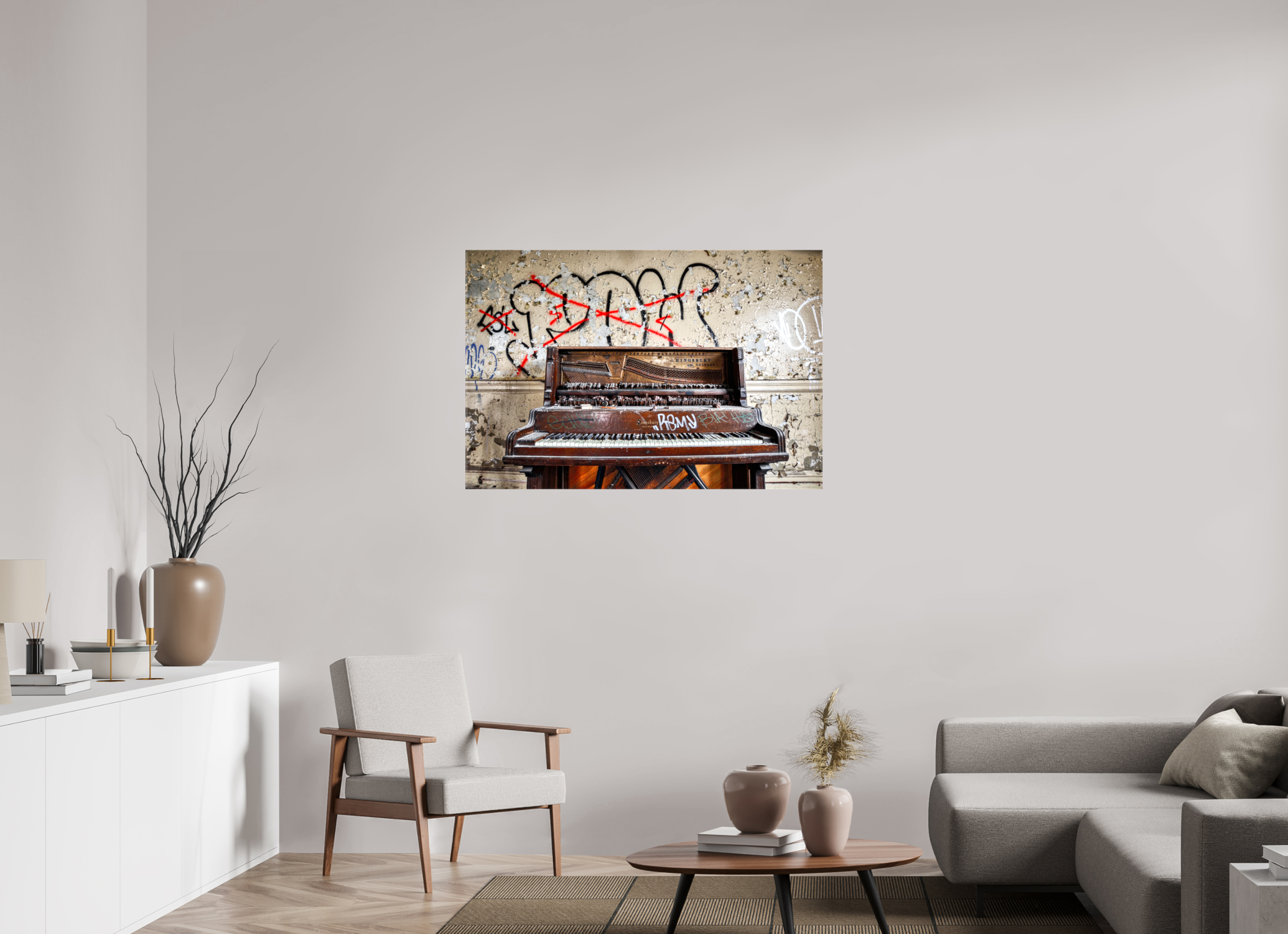 45 x 30″, Glossy Canvas Abandoned Piano