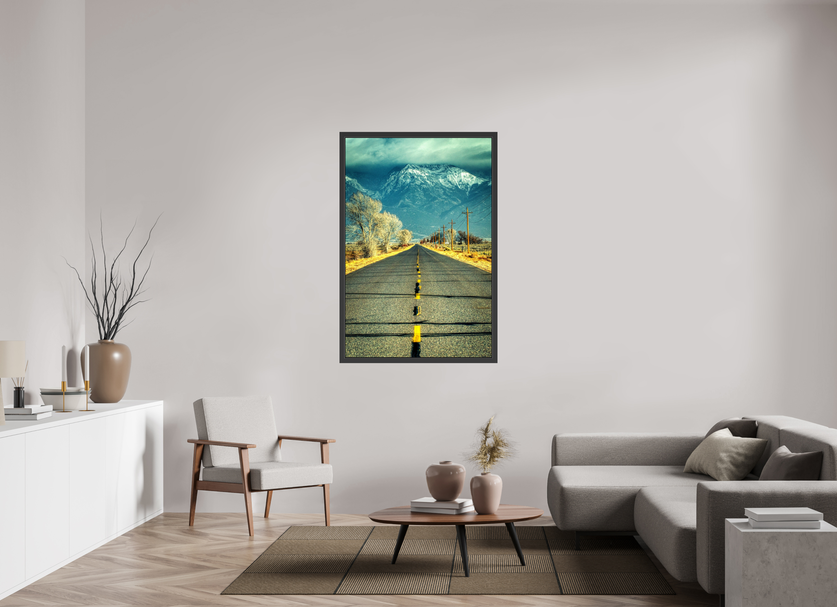 36 x 54″, Framed (Black) The Road To Crestone