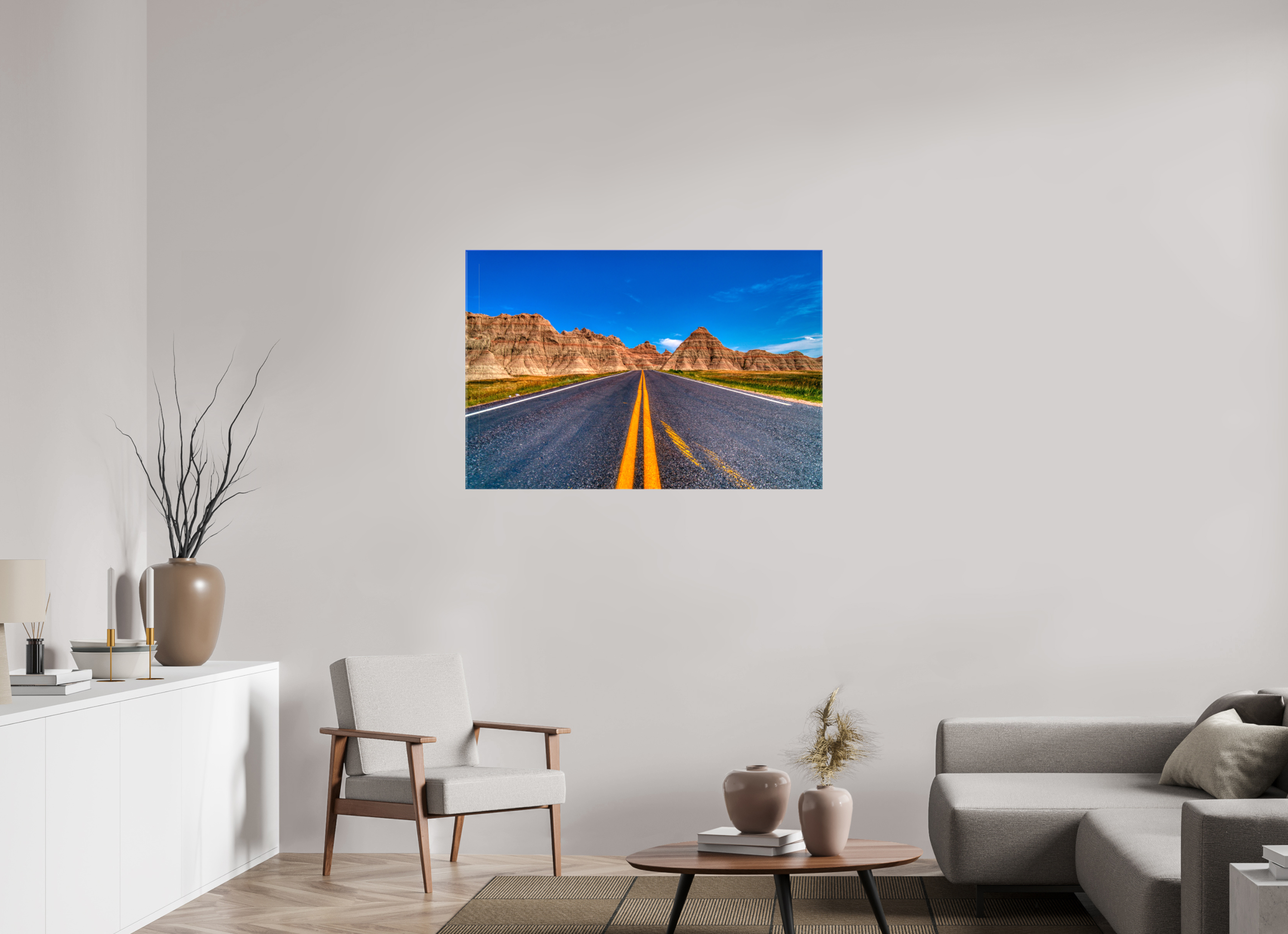45 x 30″, Glossy Canvas A Drive Through Badlands
