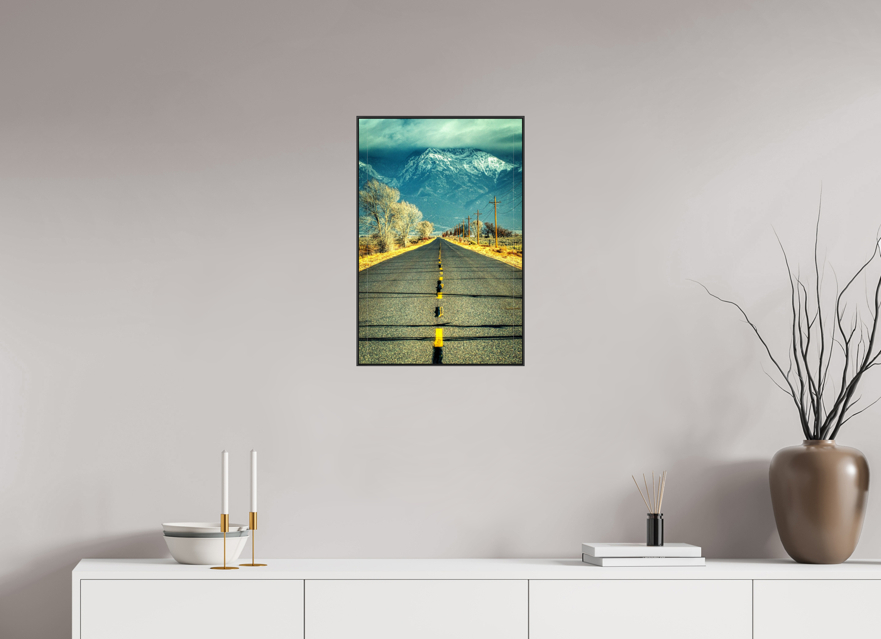 16 x 24″, Famed Aluminum (Black) The Road To Crestone