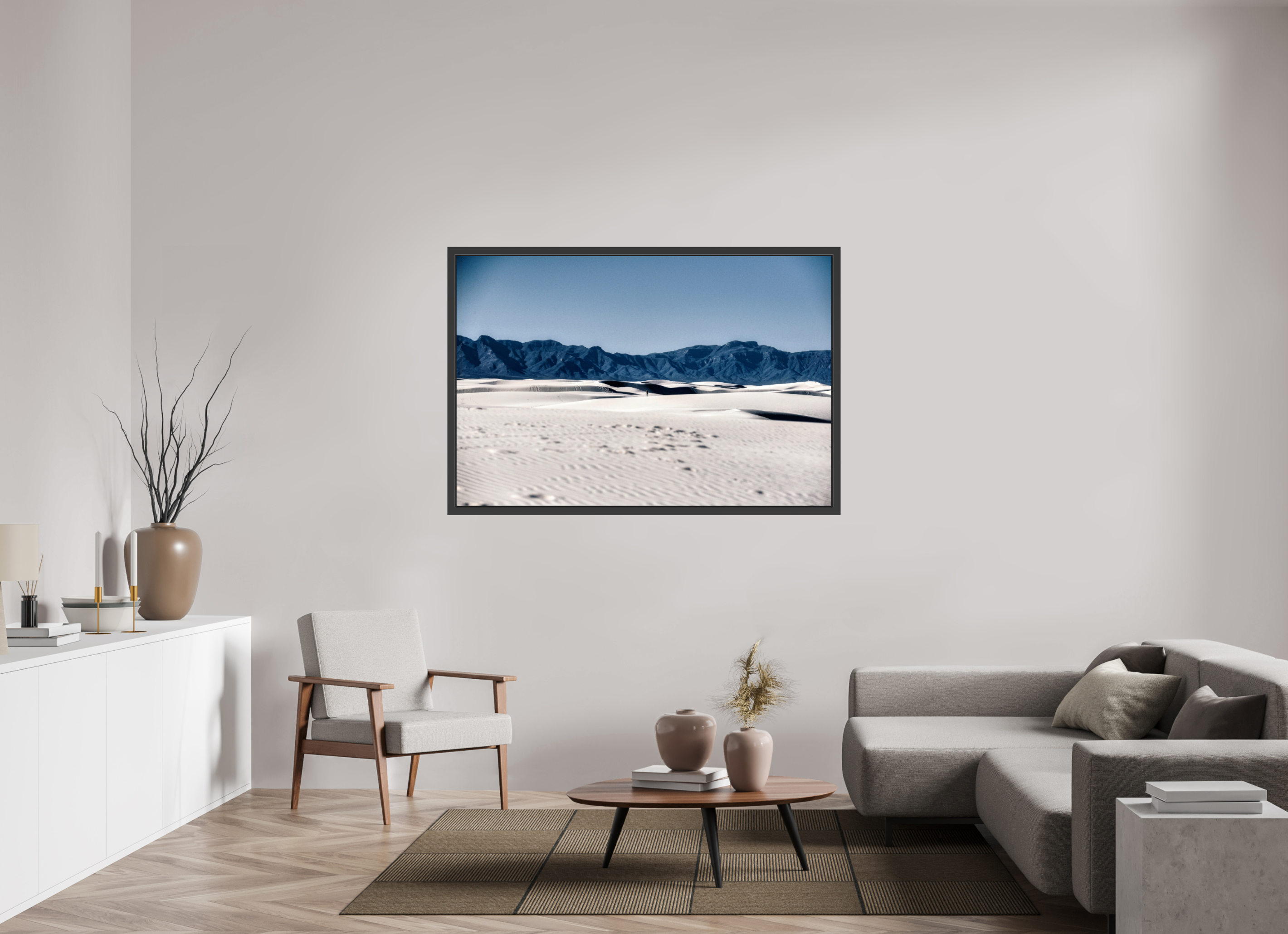 60 x 40″, Framed (Black) Wandering White Sands