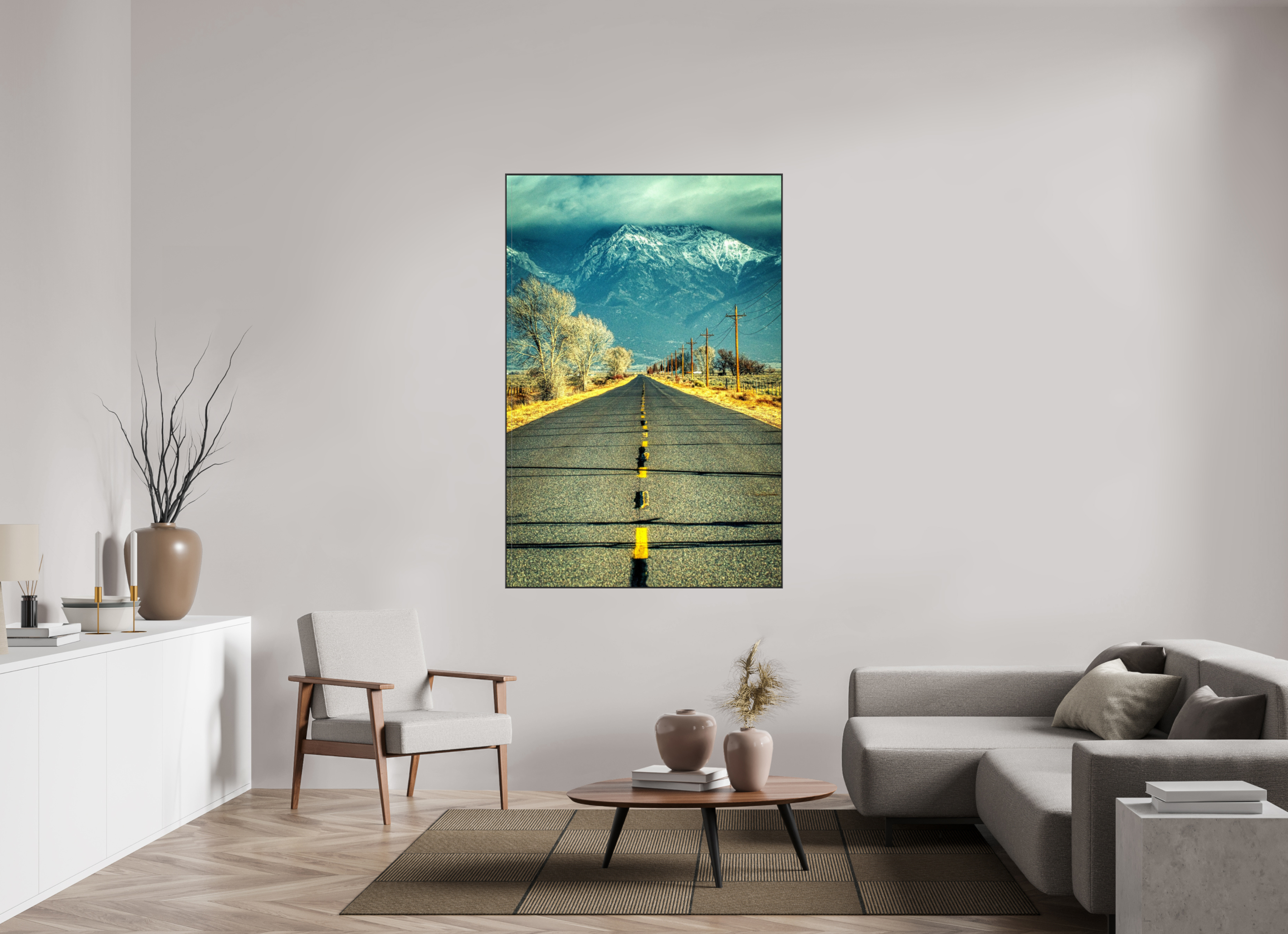 44 x 66″, Famed Aluminum (Black) The Road To Crestone