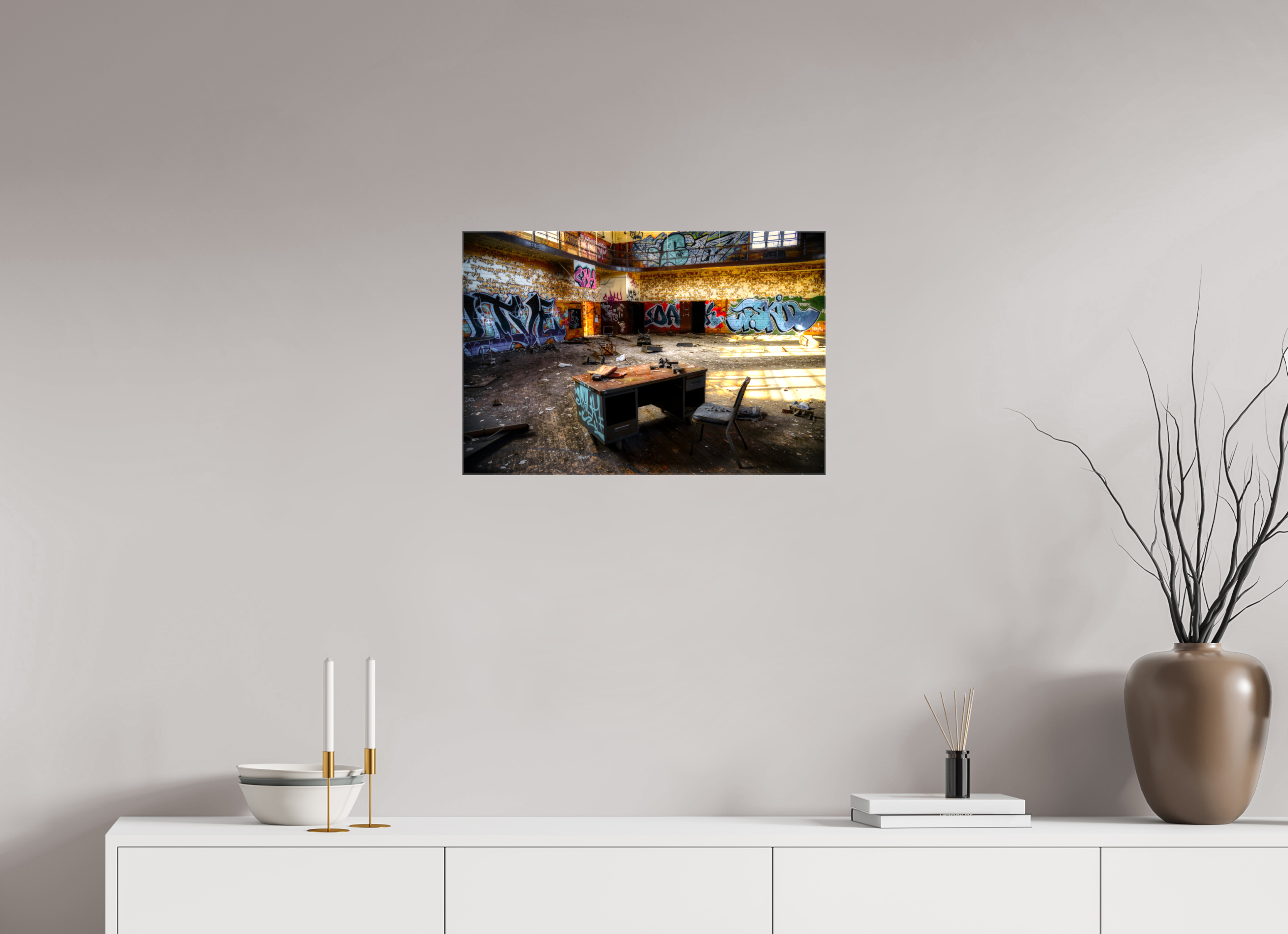 24 x 16″, Glossy Canvas Gym at Abandoned High School