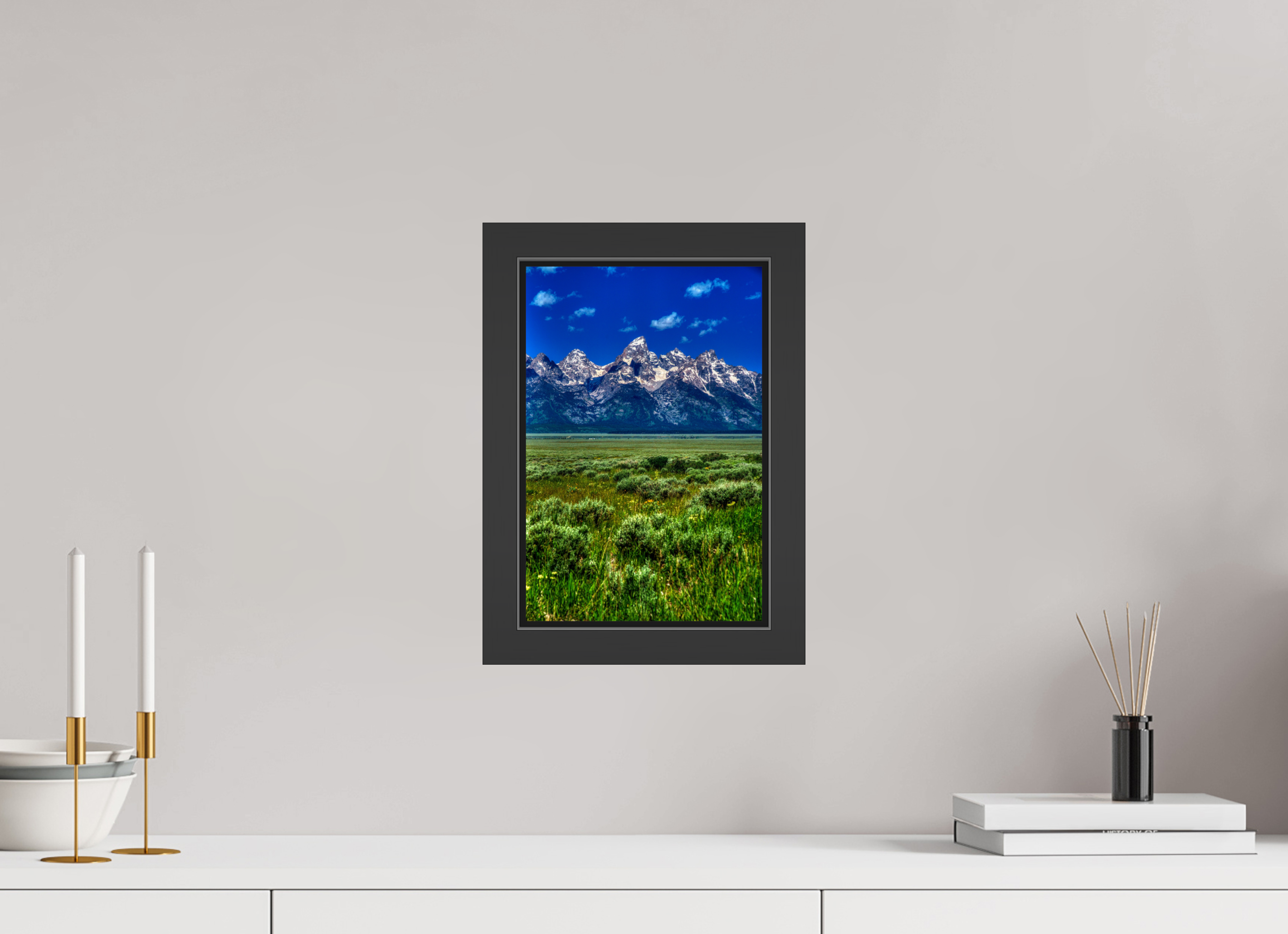 8 x 12″, Framed (Black) The Grand Tetons