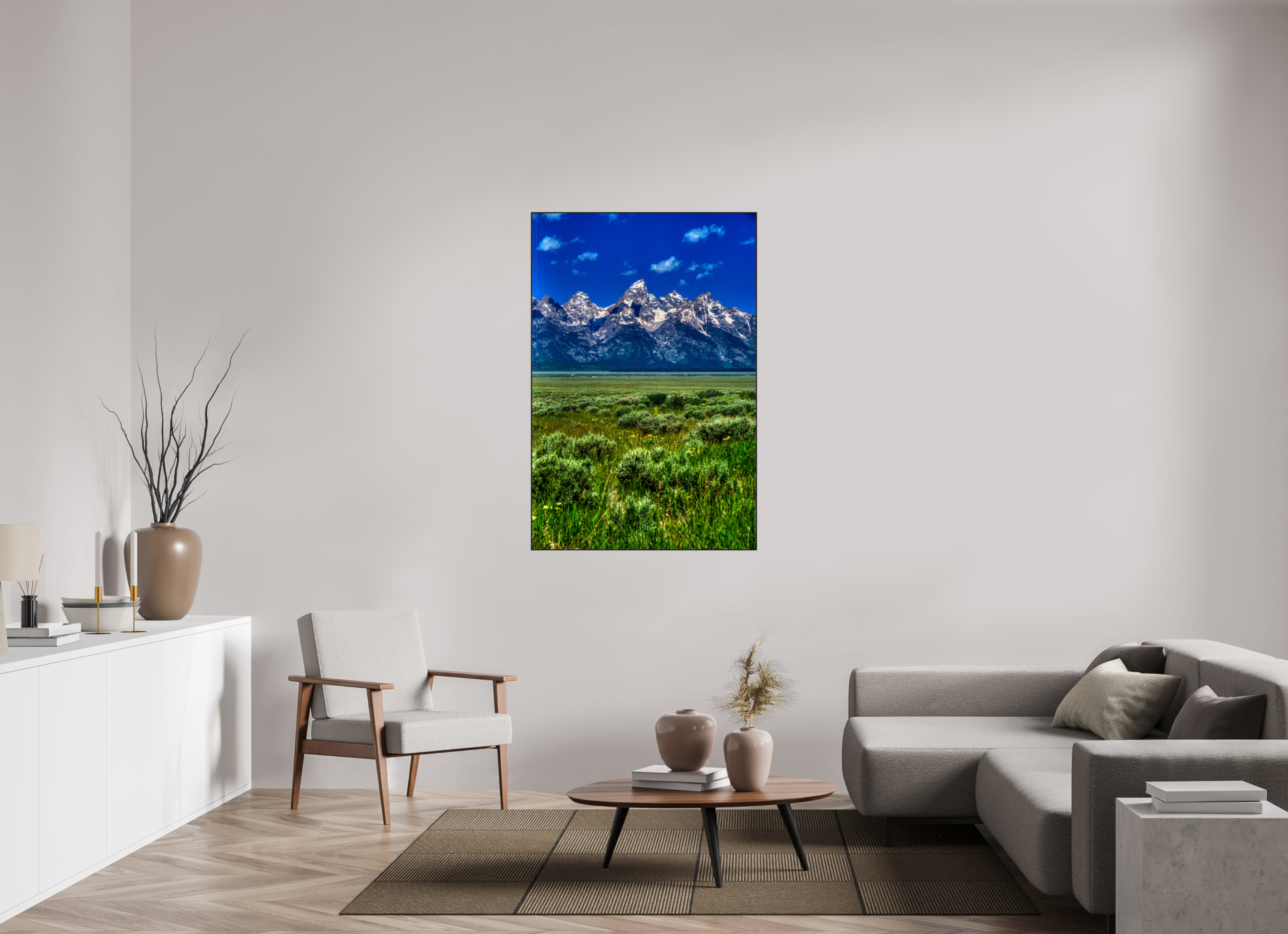 36 x 54″, Photo Print Aluminum (Black) The Grand Tetons