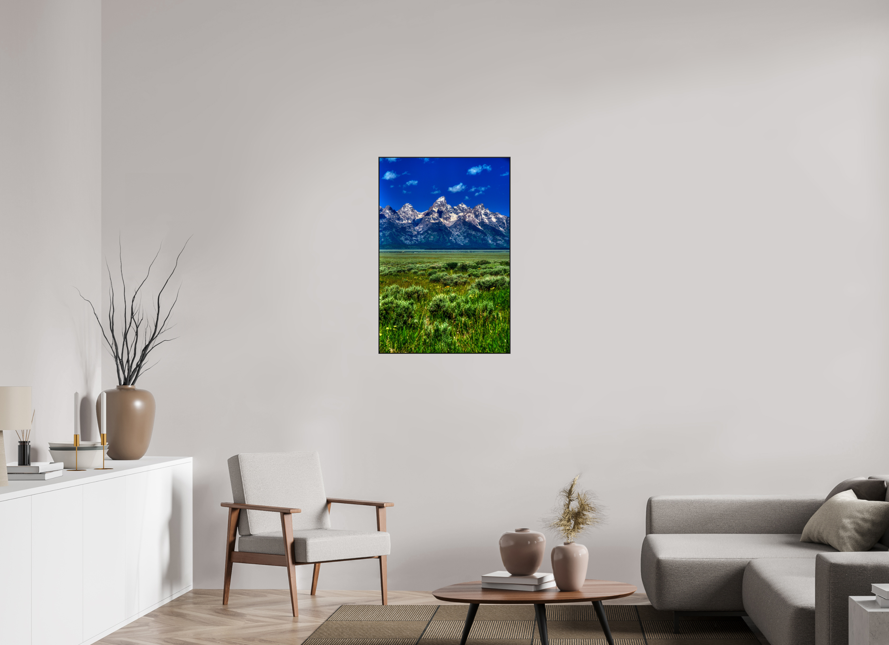 24 x 36″, Photo Print Aluminum (Black) The Grand Tetons