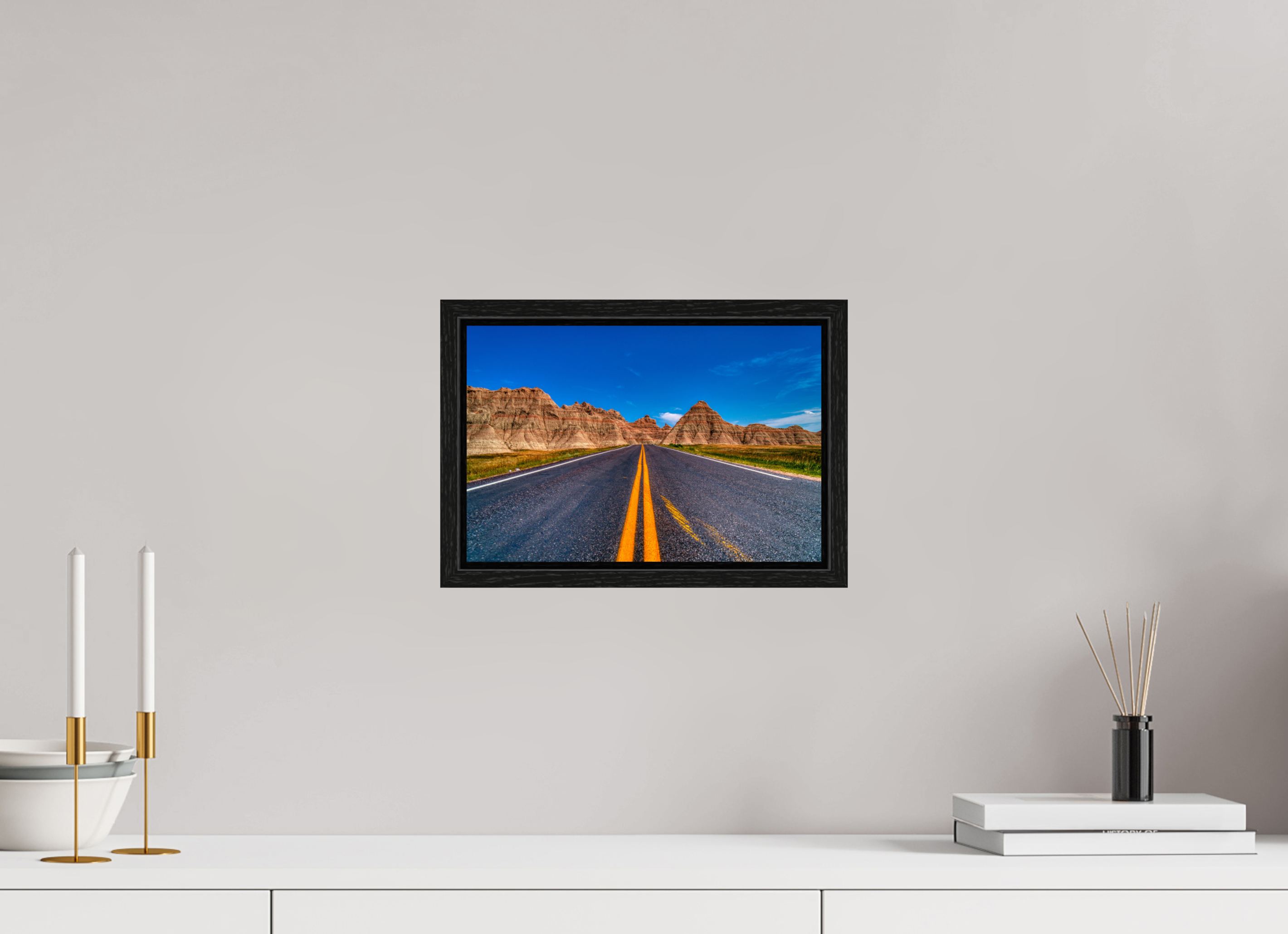12 x 8″, Floater Frame A Drive Through Badlands