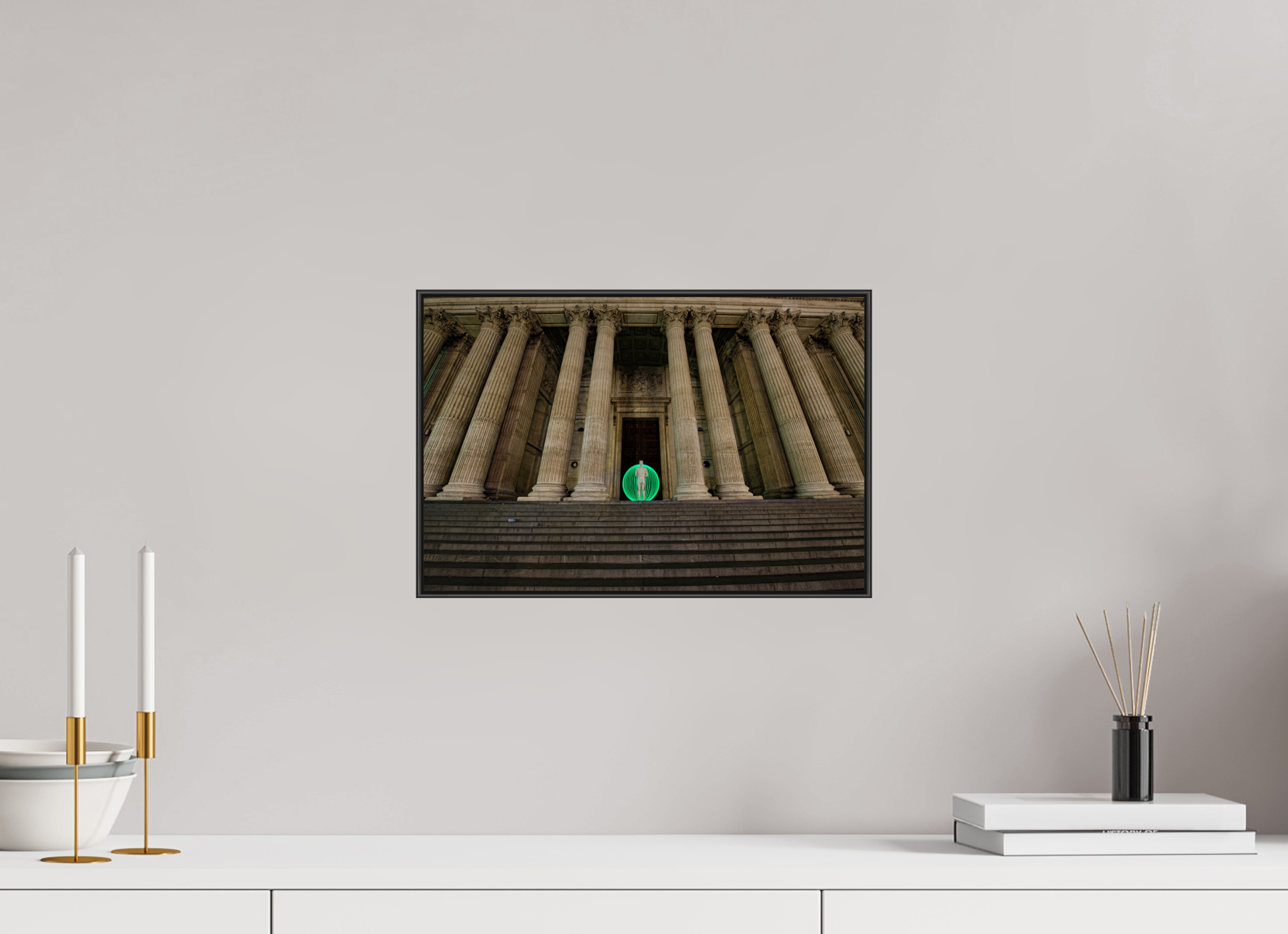 15 x 10″, Famed Aluminum (Black) Green Orb in London