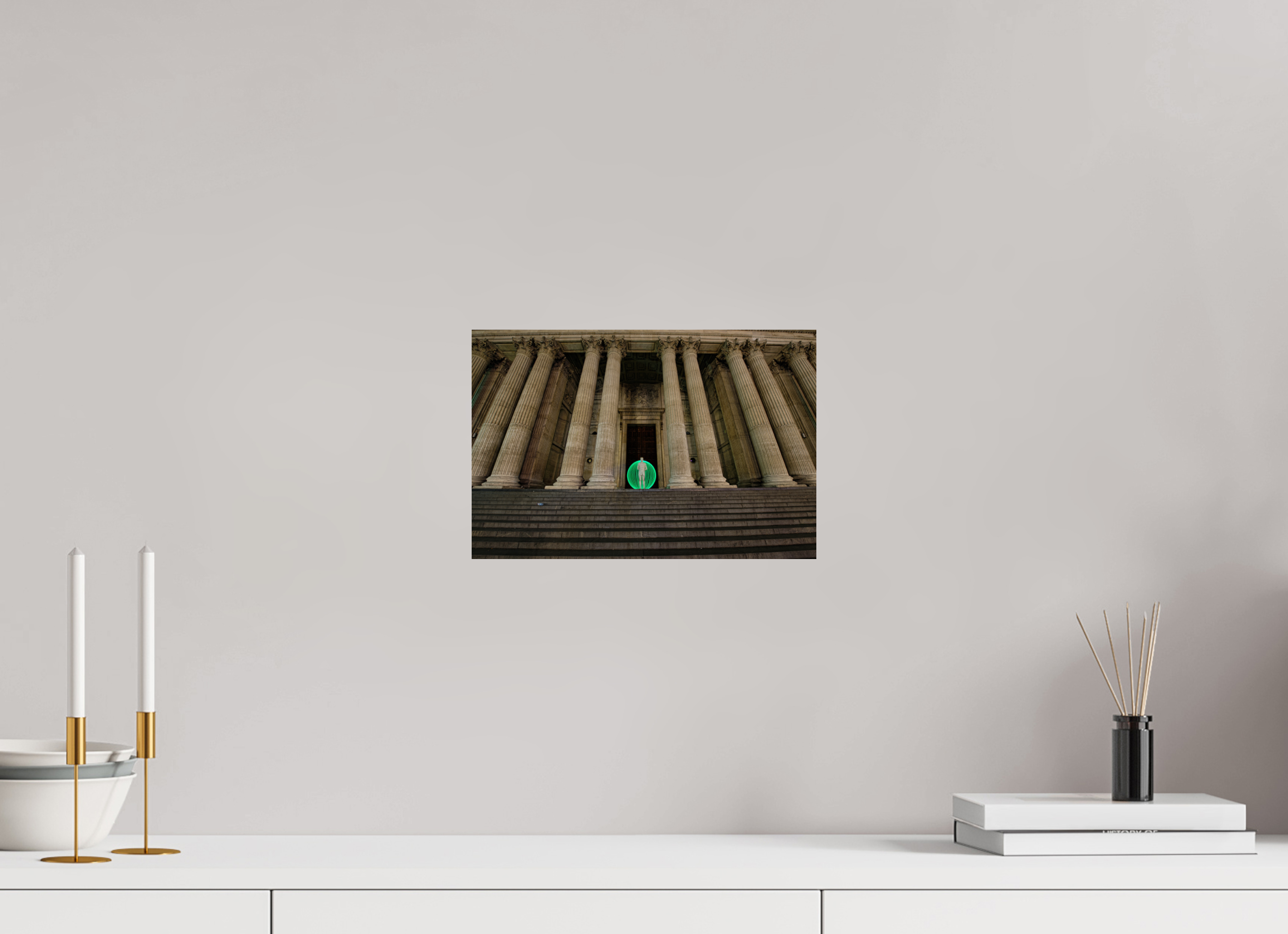 12 x 8″, Paper Only Green Orb in London