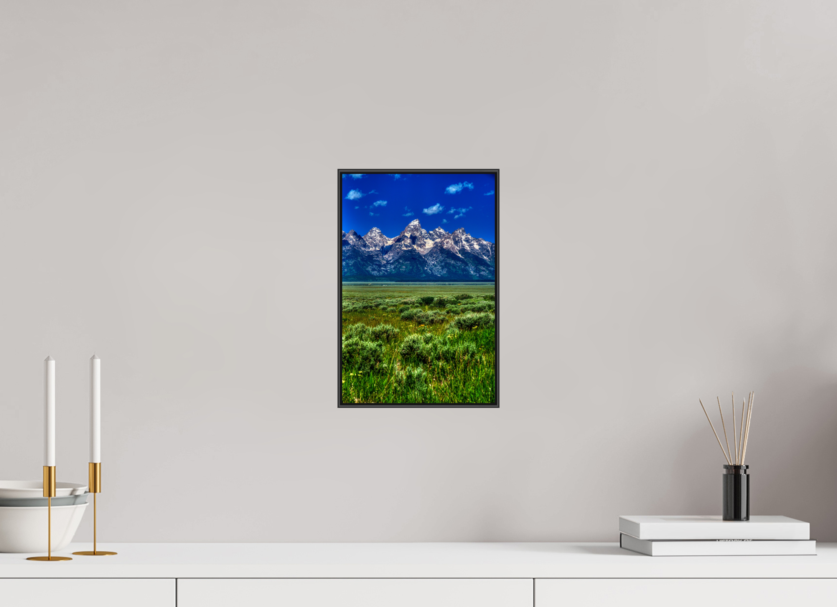 8 x 12″, Famed Aluminum (Black) The Grand Tetons