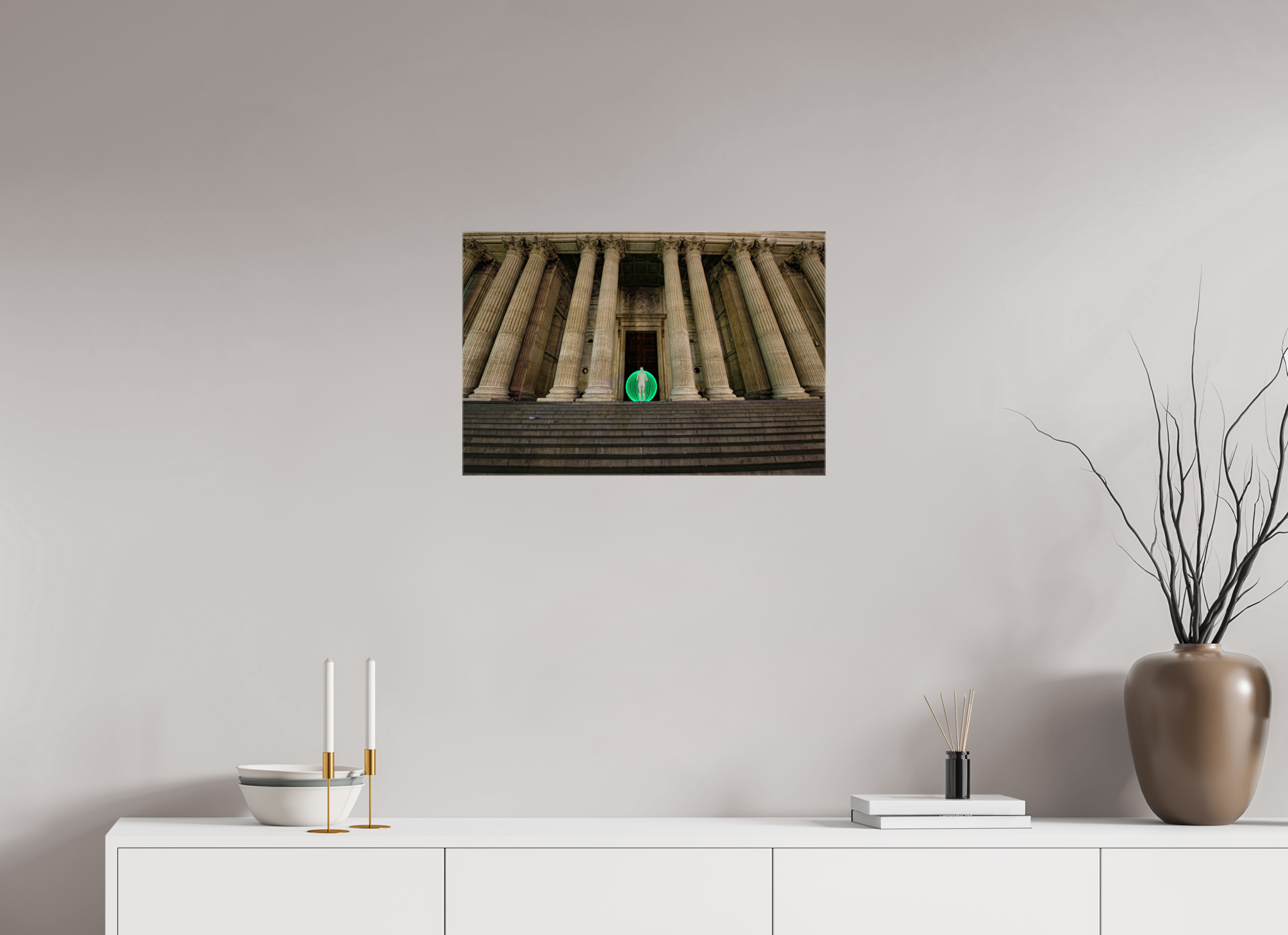 24 x 16″, Glossy Canvas Green Orb in London