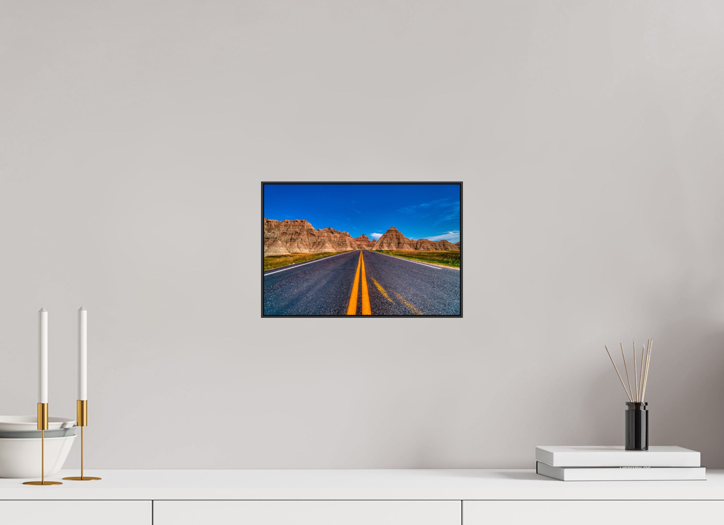 12 x 8″, Photo Print Aluminum (Black) A Drive Through Badlands