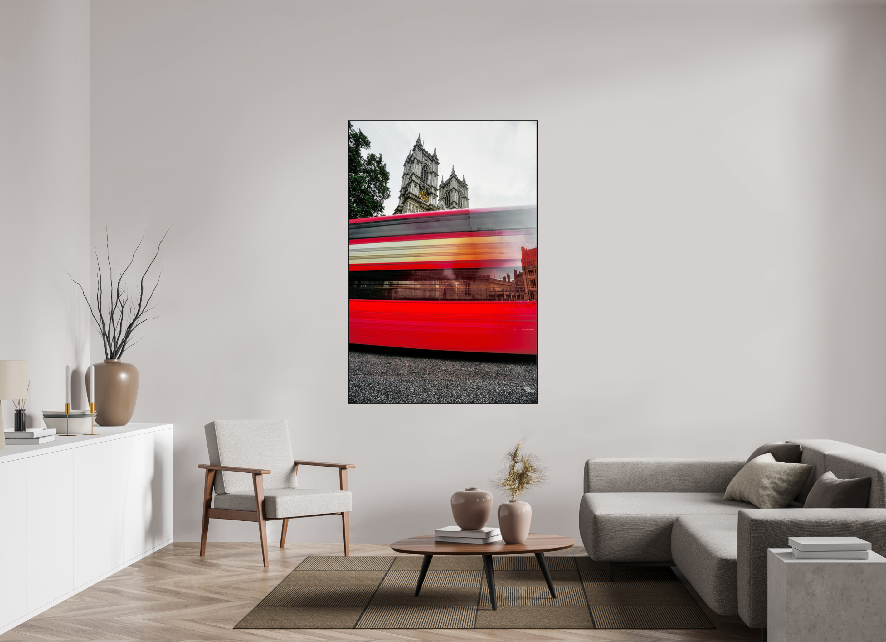 44 x 66″, Photo Print Aluminum (Black) The Red Bus
