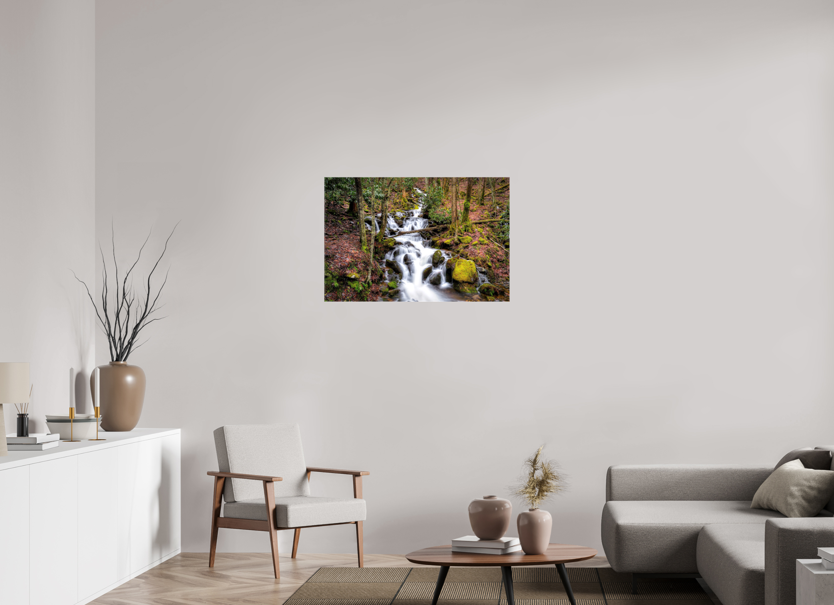 36 x 24″, Glossy Canvas Waterfall in Smokey Mountain National Park