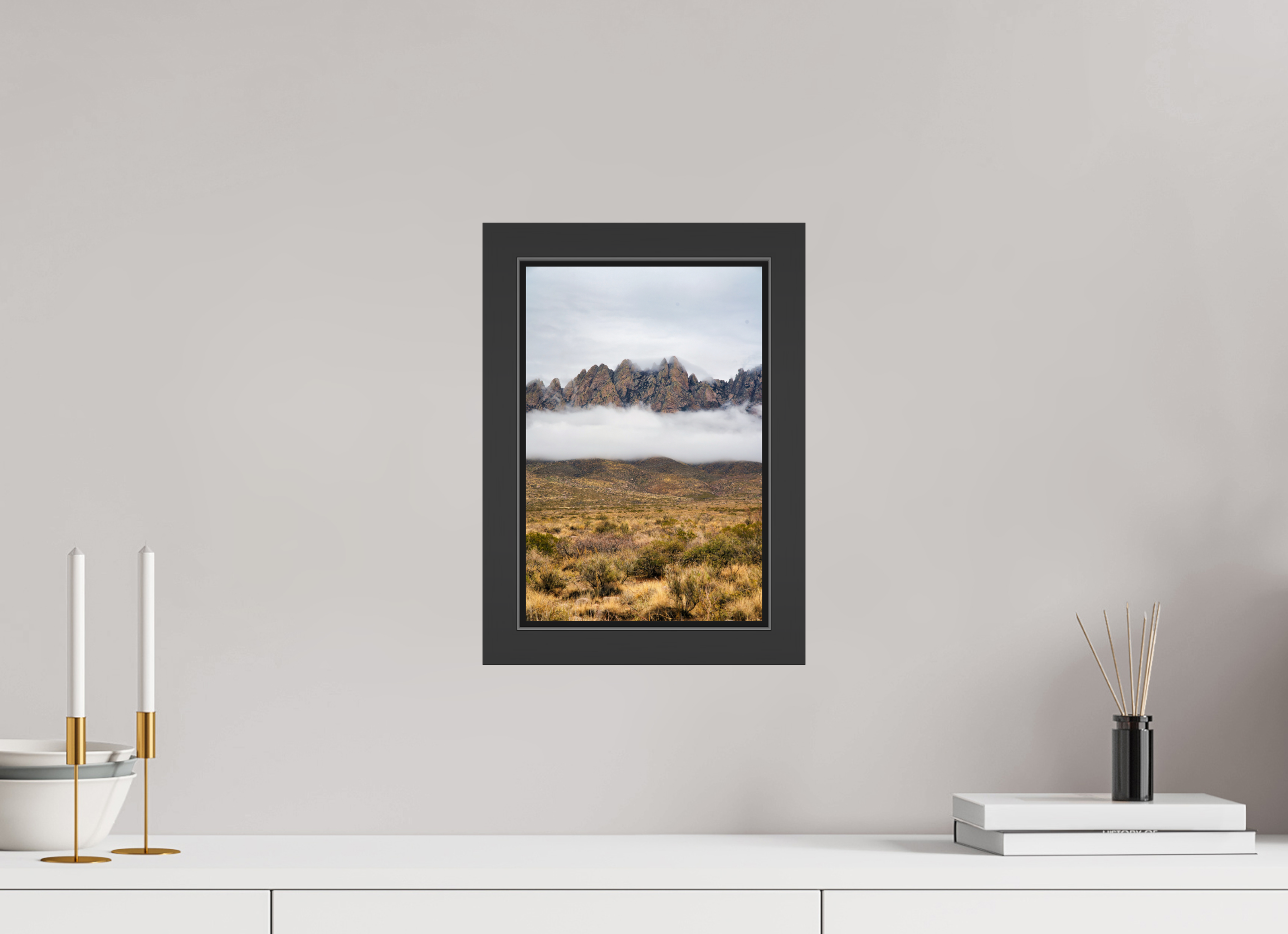 8 x 12″, Framed (Black) Organ Mountains