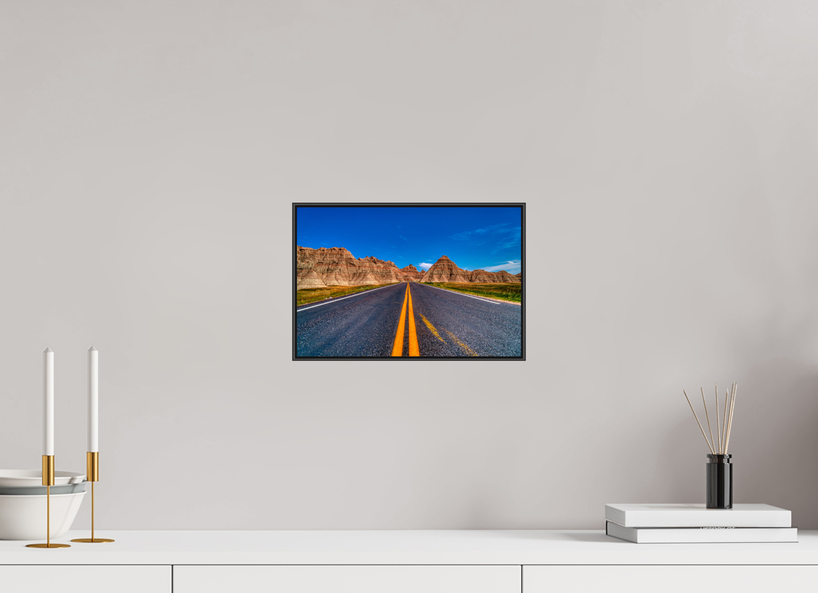 12 x 8″, Famed Aluminum (Black) A Drive Through Badlands