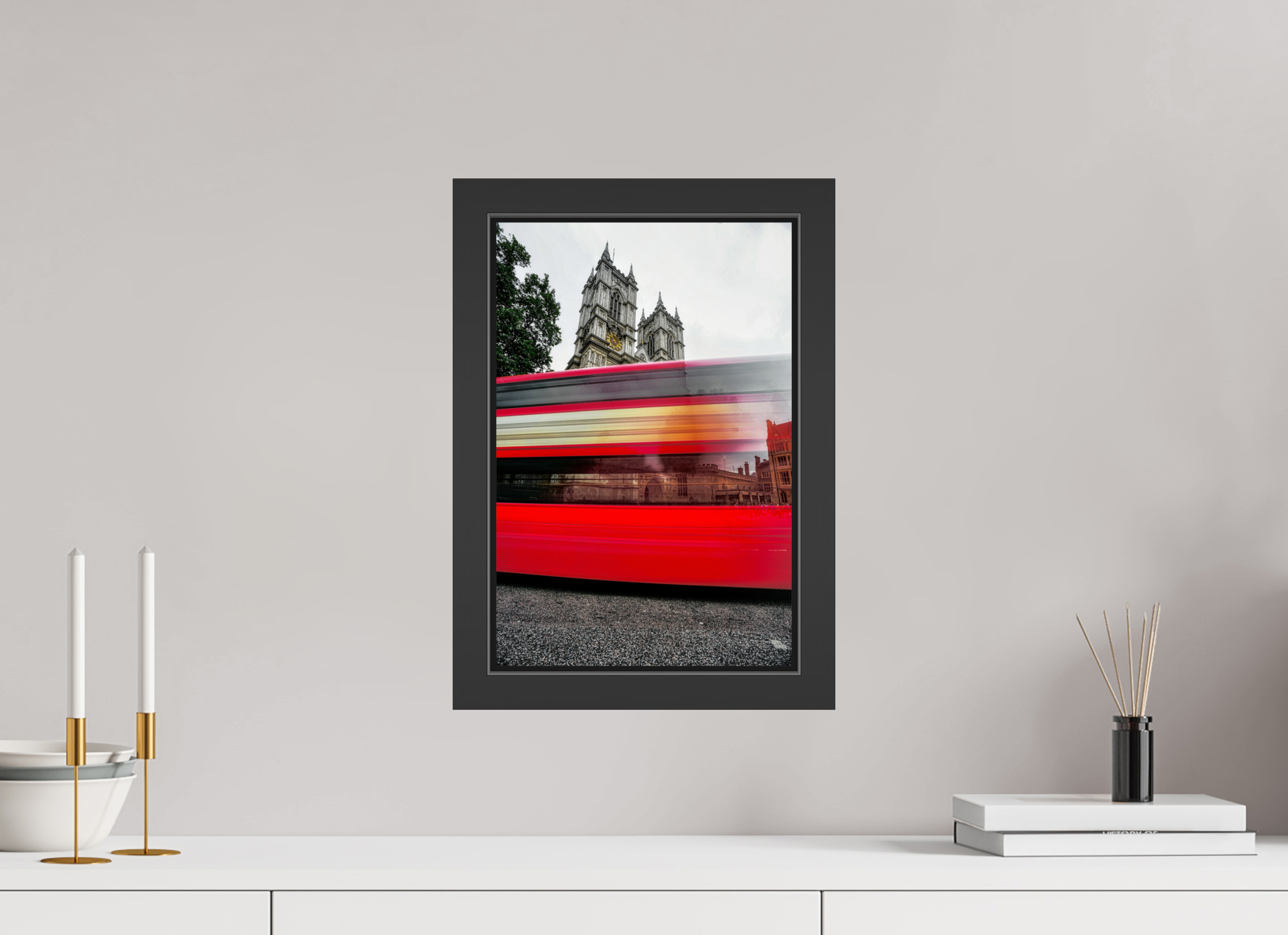 10 x 15″, Framed (Black) The Red Bus