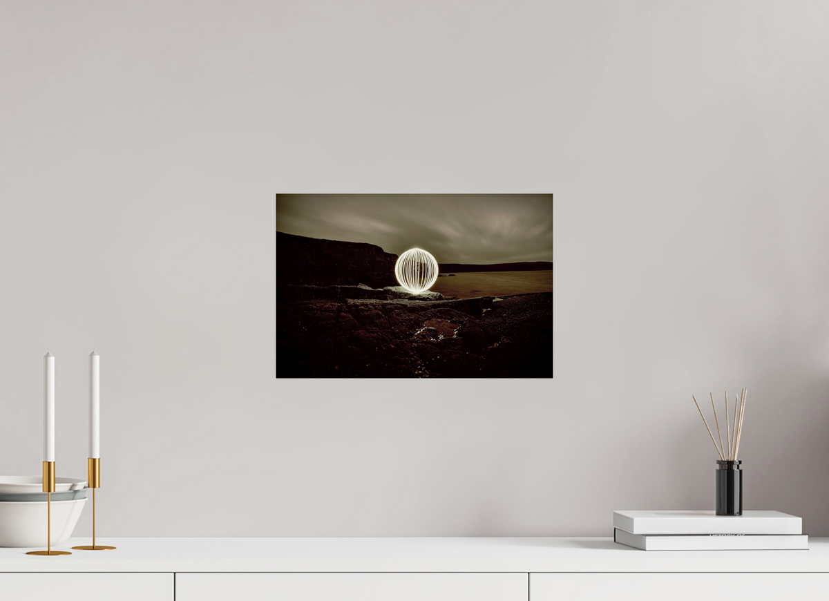 15 x 10″, Photo Print On Fuji Crystal DP II B&W Orb on the beach in Wales