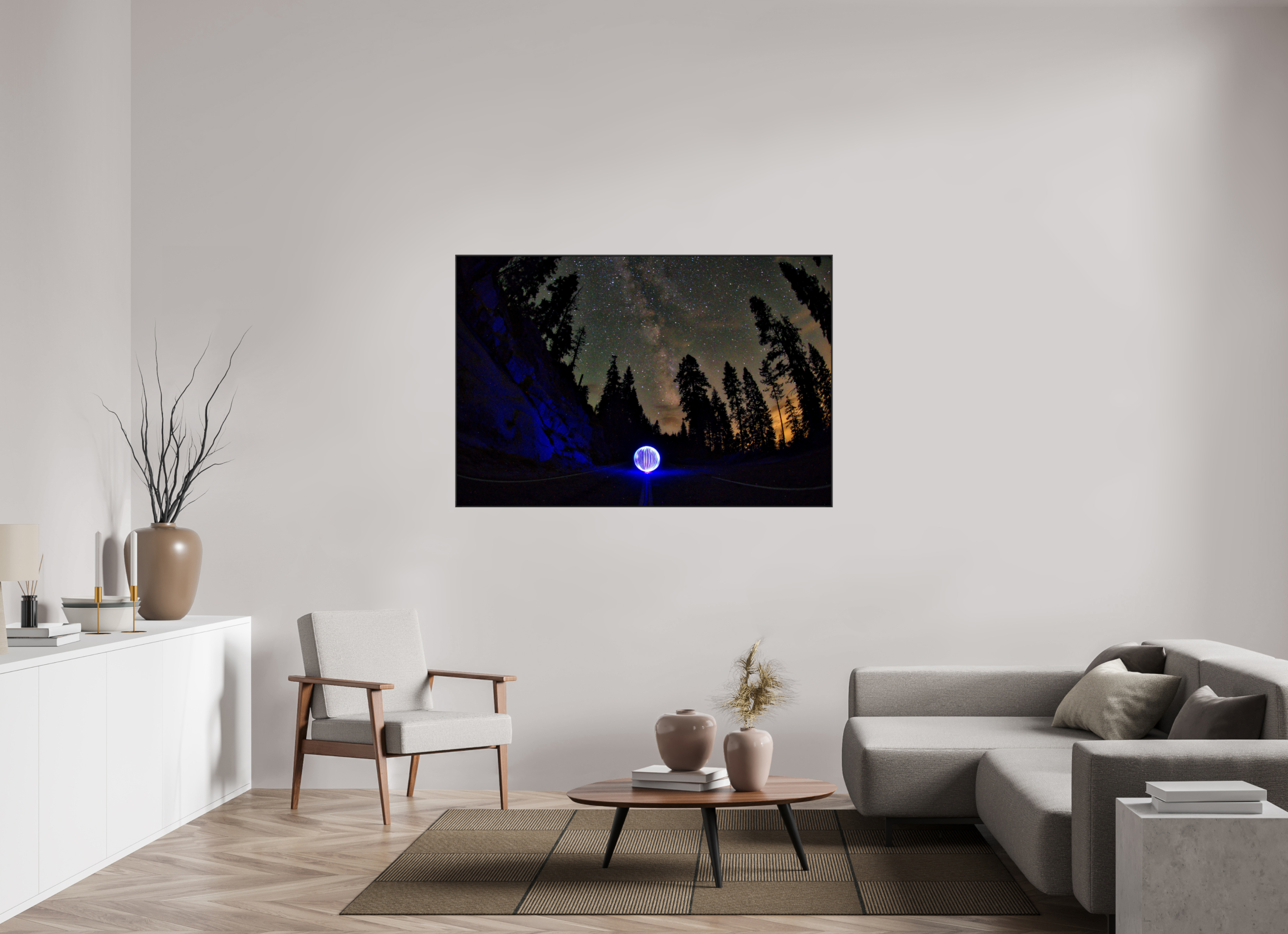 60 x 40″, Famed Aluminum (Black) Blue Orb at Sequoia National Park