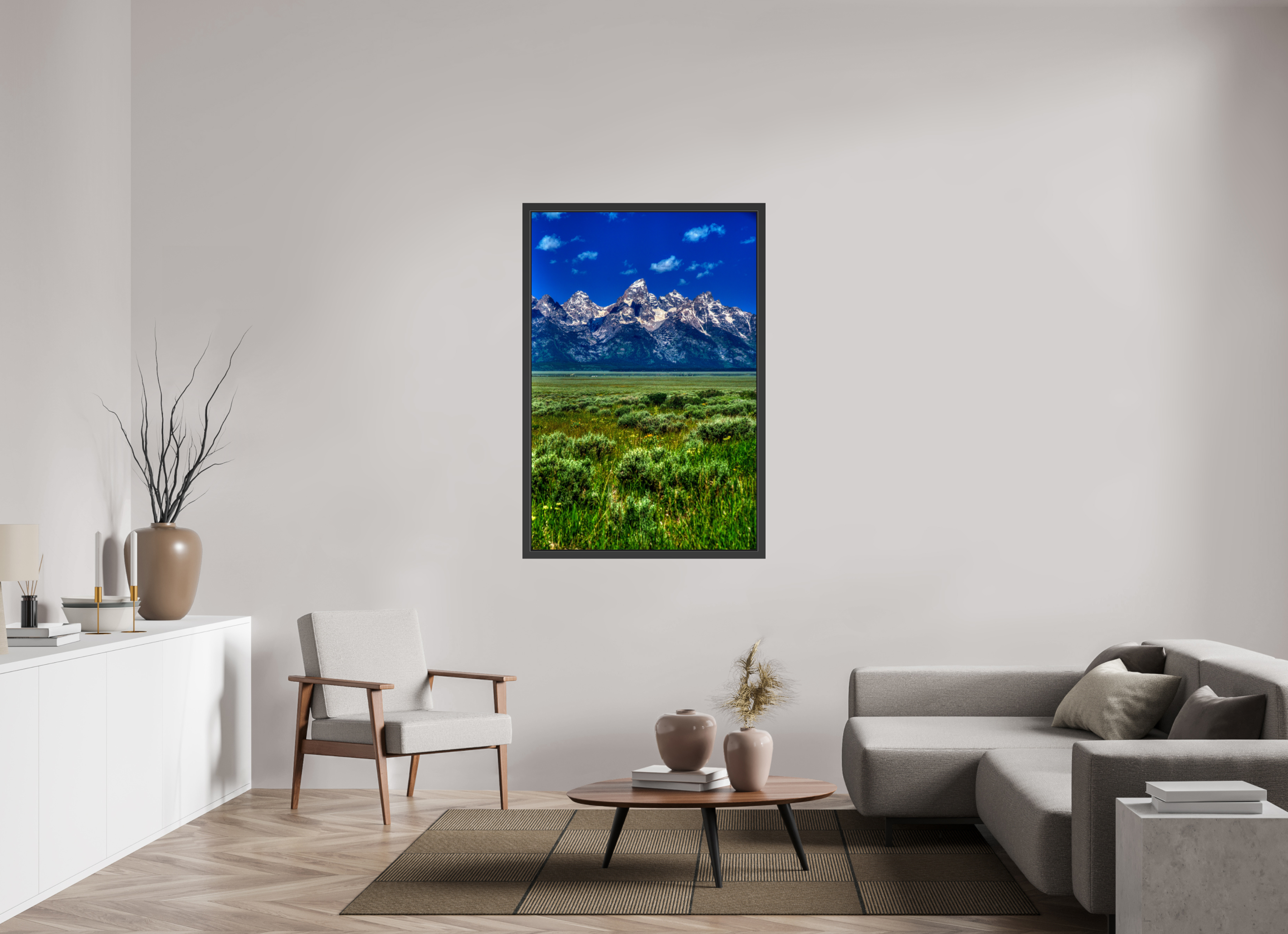 36 x 54″, Framed (Black) The Grand Tetons