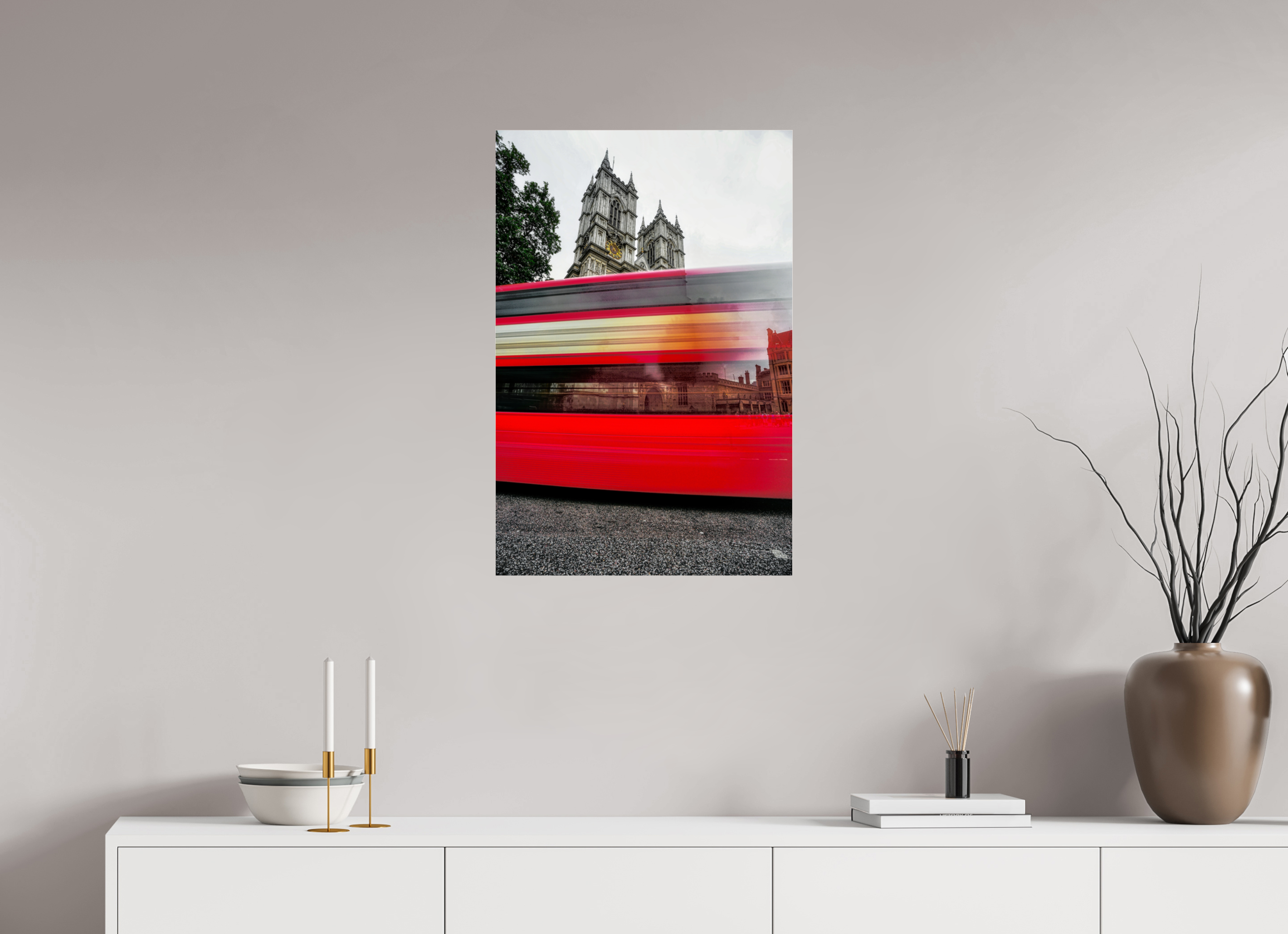 20 x 30″, Glass The Red Bus
