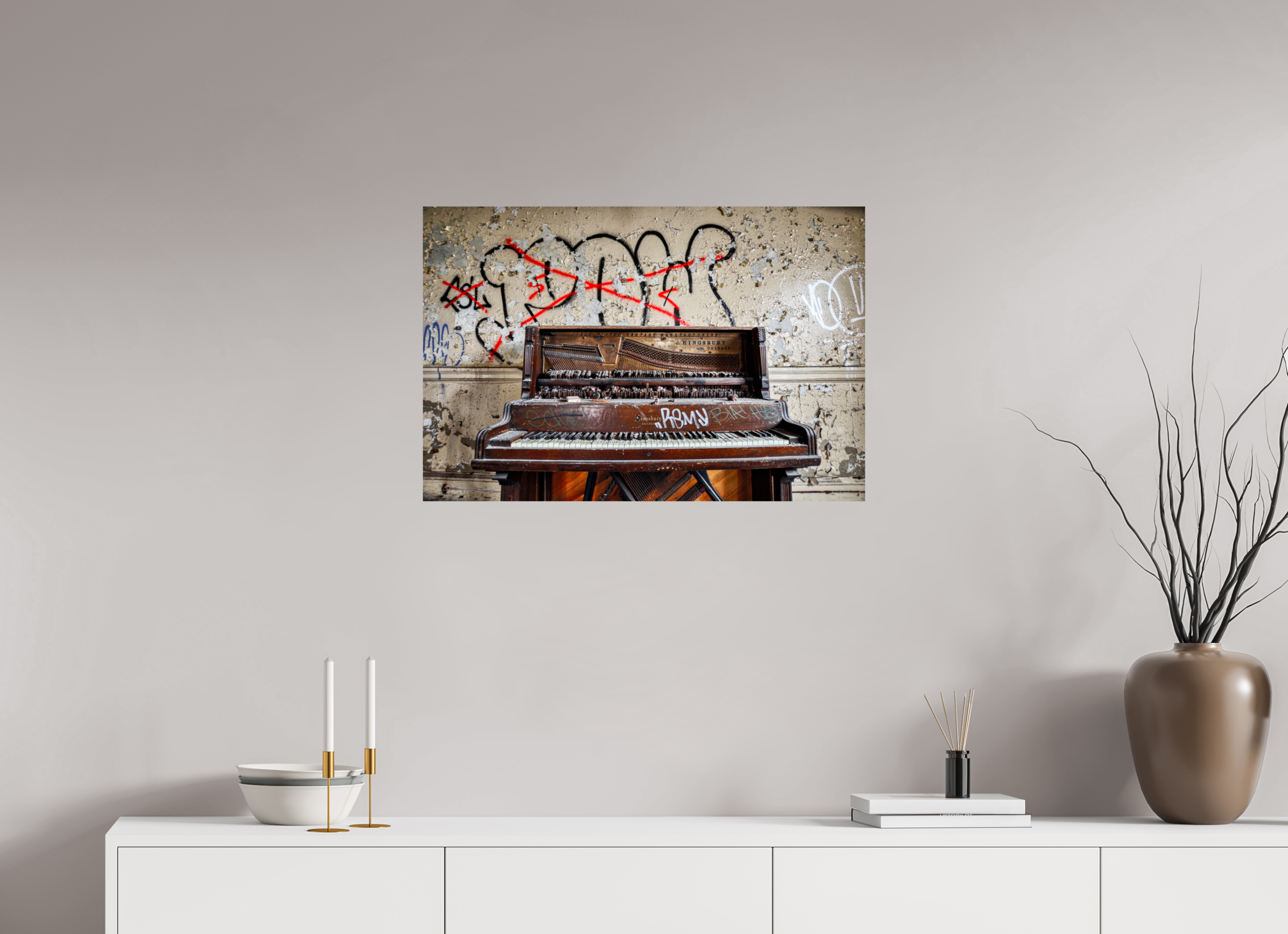 30 x 20″, Paper Only Abandoned Piano